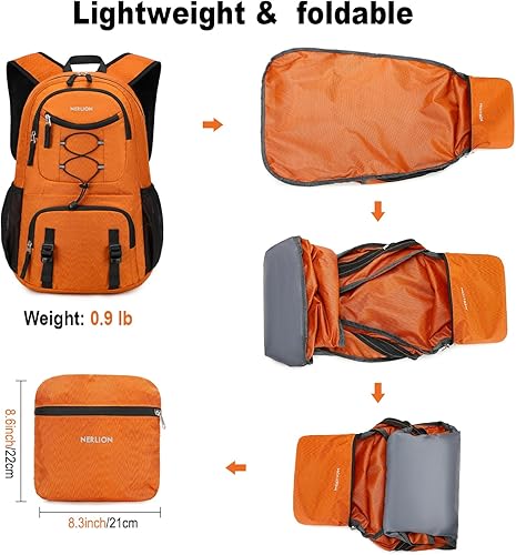 Miniatura 4 de Nerlion - Mochila de viaje ligera y plegable de 35 litros para hombres y mujeres, para campamento, impermeable, para senderismo, al aire libre,