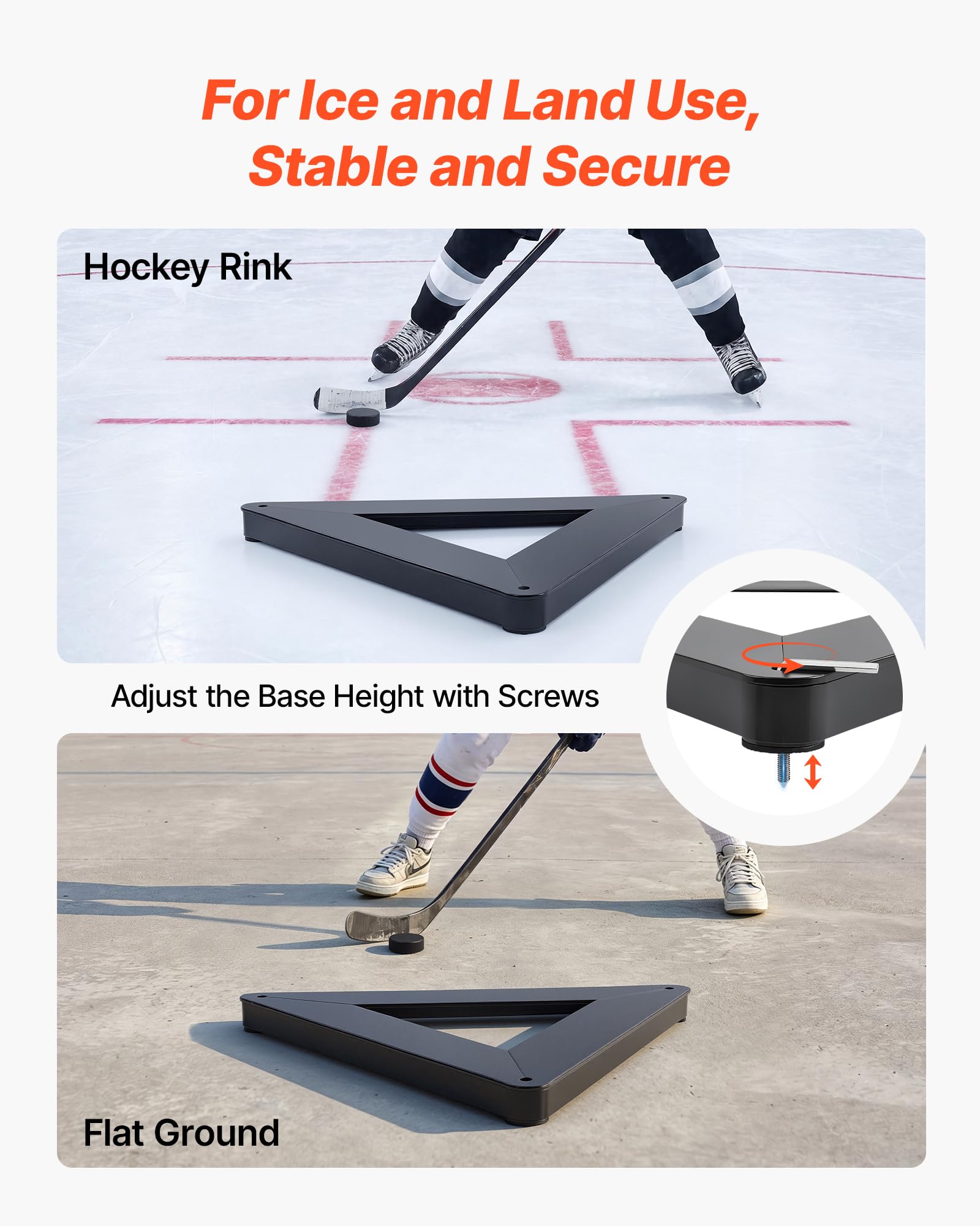 VEVOR Attrezzatura per Allenamento Hockey Triangolo Passaggi del Bastone, Rimbalzatore Ausilio per Passaggi di Hockey Controllo del Bastone, Allenatore Portatile per Controllo Hockey sul Ghiaccio