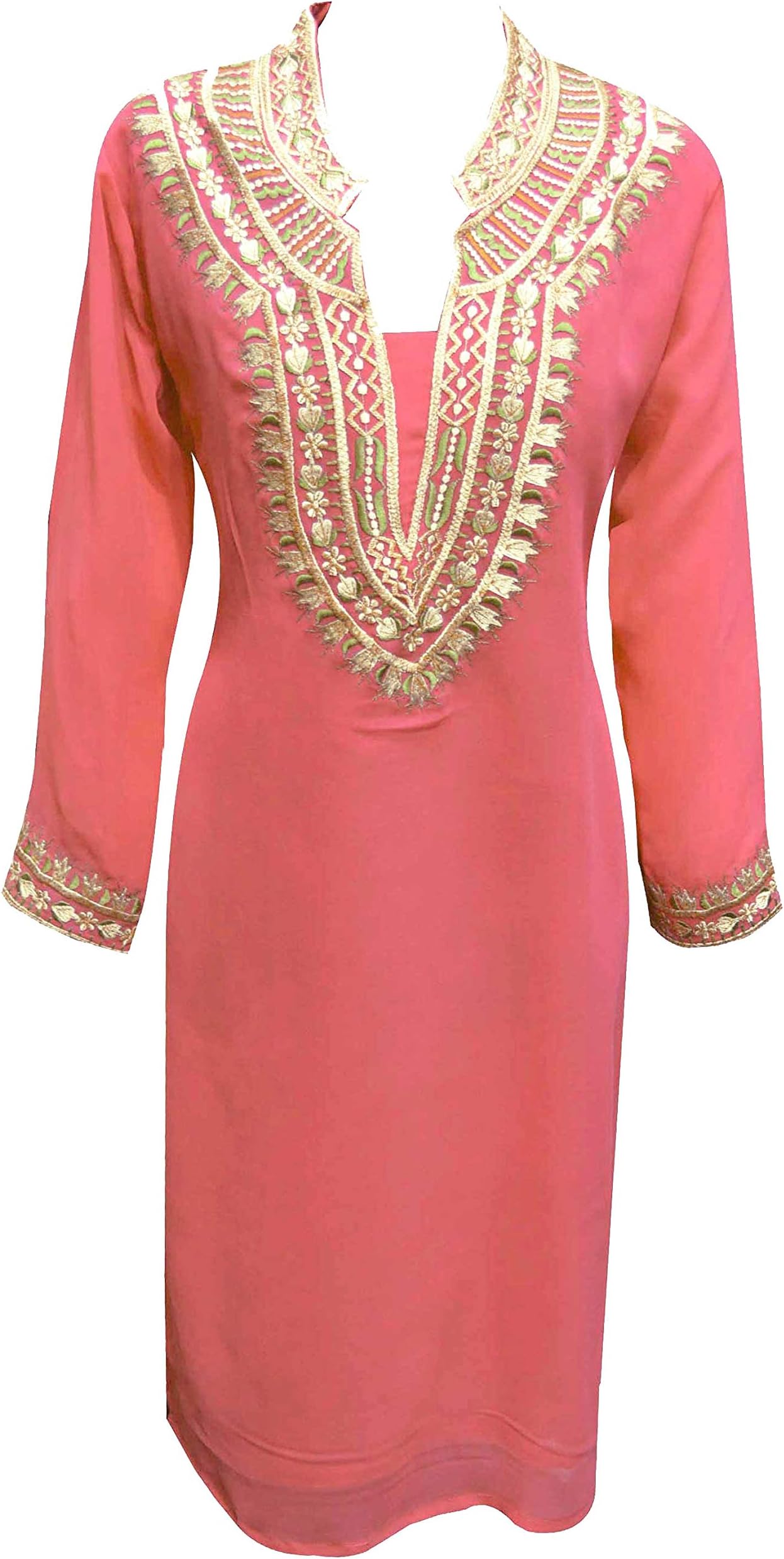 Women's Kurti Machine Thread Work Festive Tunic Tops 7028