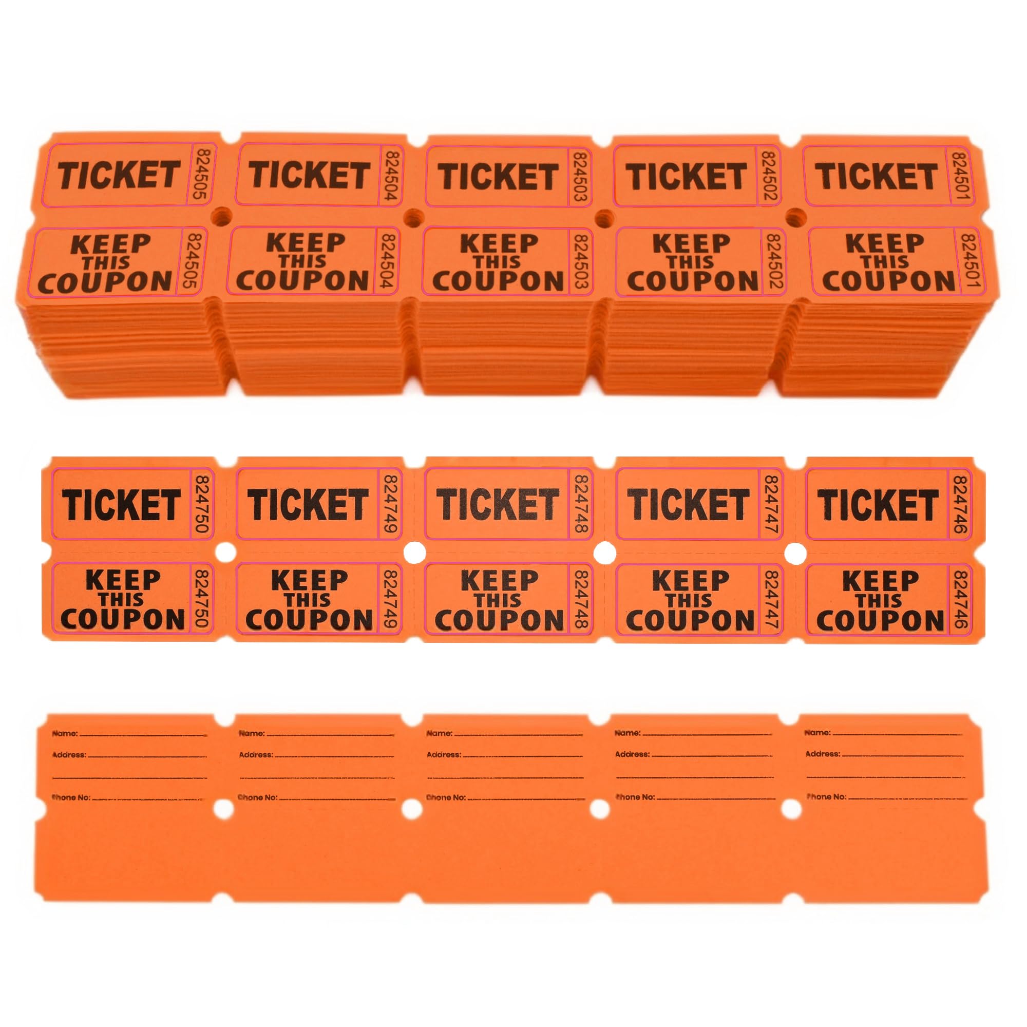Homrelaxy 2000 Pcs 1000 Pairs Raffle Tickets, 50/50 Double Raffle Tickets
