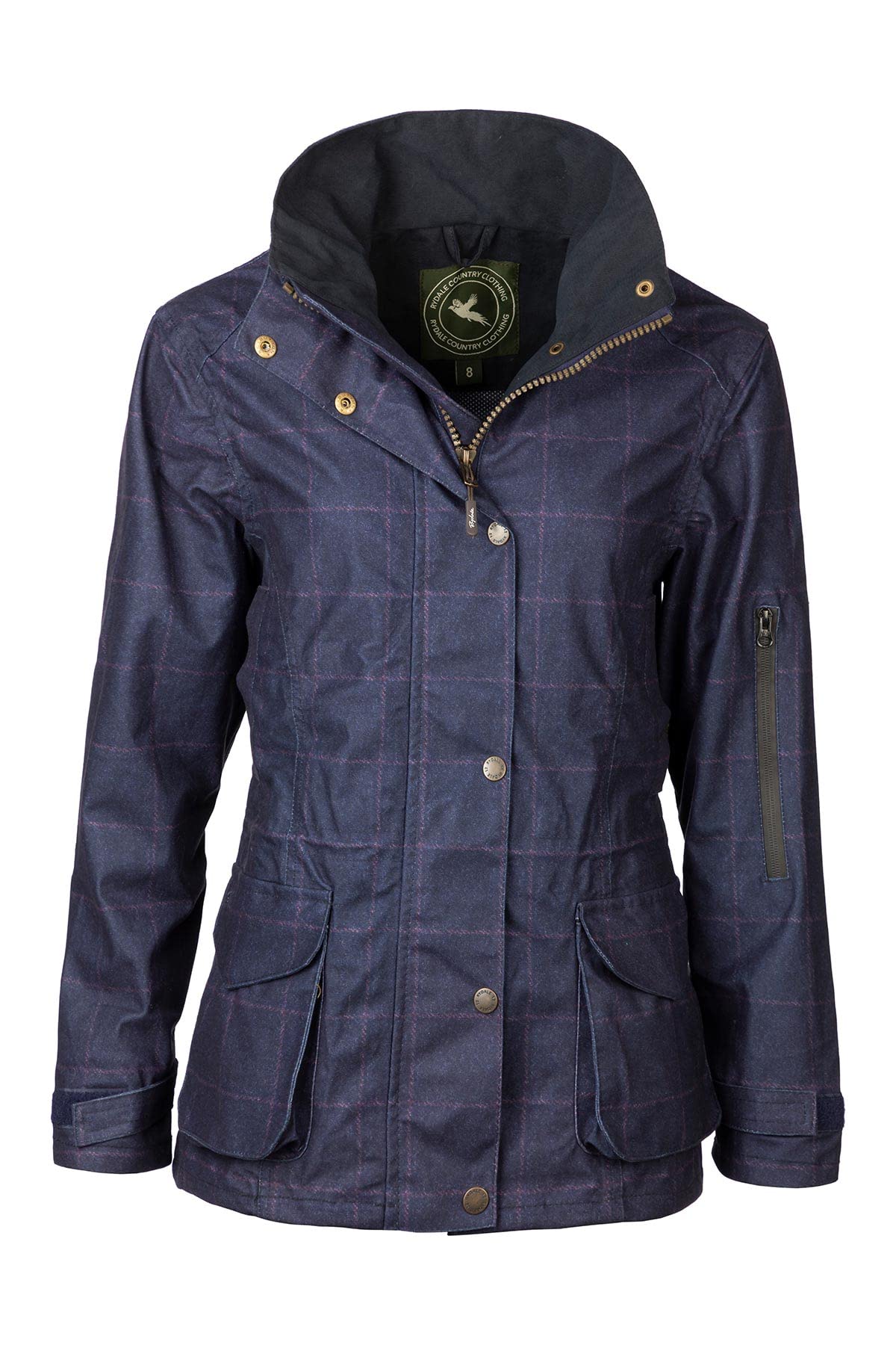 Ladies Tweed Print Waterproof Shooting Jacket Womens Tweed Hunting Coat Mesh Lined Jackets 2 Colours (as8, numeric, numeric_14, regular, regular, Navy)