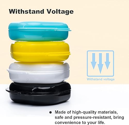 Miniatura 4 de Estuche de retención con orificios de ventilación, 6 piezas de funda de dentadura, cierre hermético, funda protectora bucal de ortodoncia, negro,