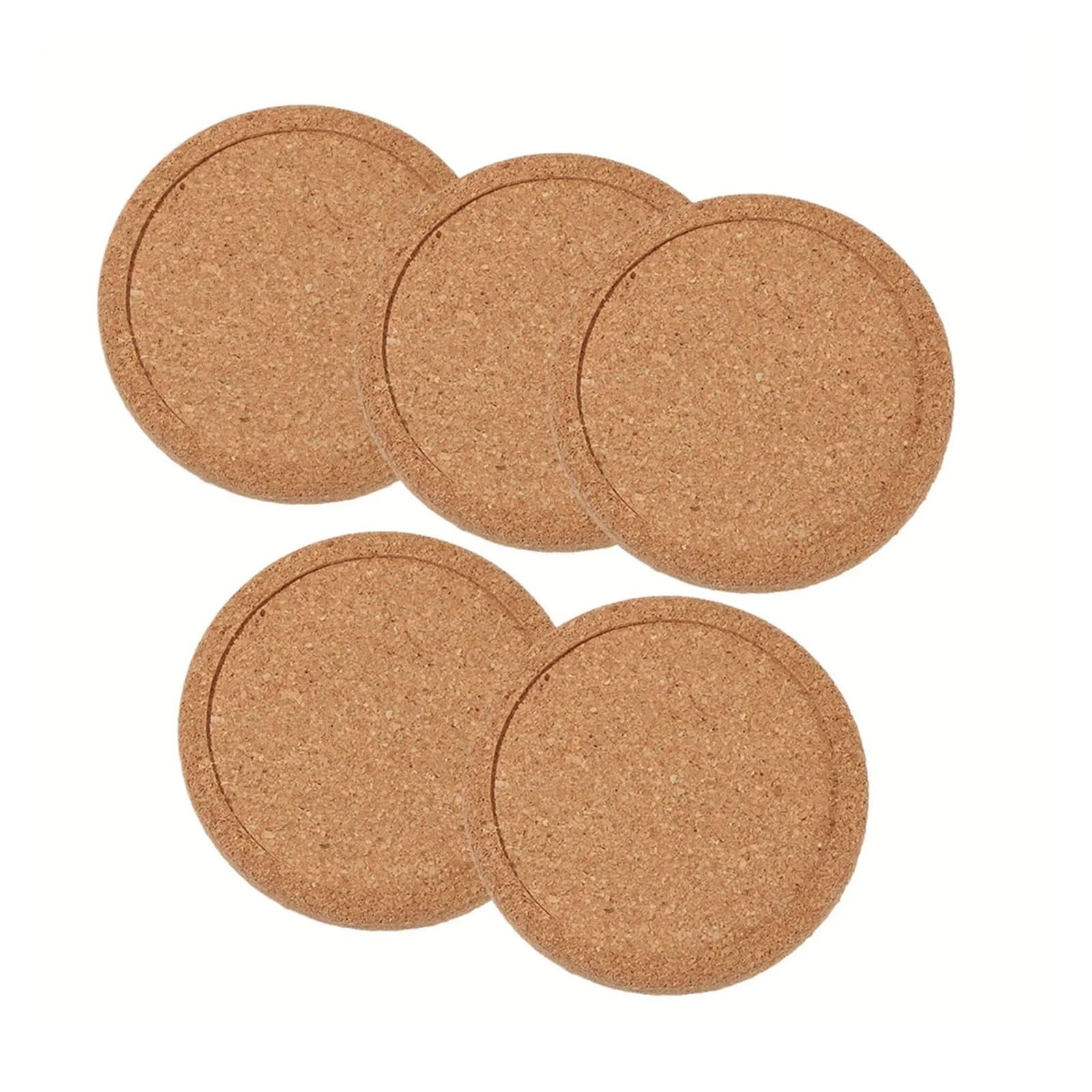 Insulated Coasters 10pcs Cork Drink Coasters Wooden Round Mats Coffee Tea and Pot Non Slip and Moisture Absorbent Protects Furniture for Drinks Coffee Pads Beer Home Office