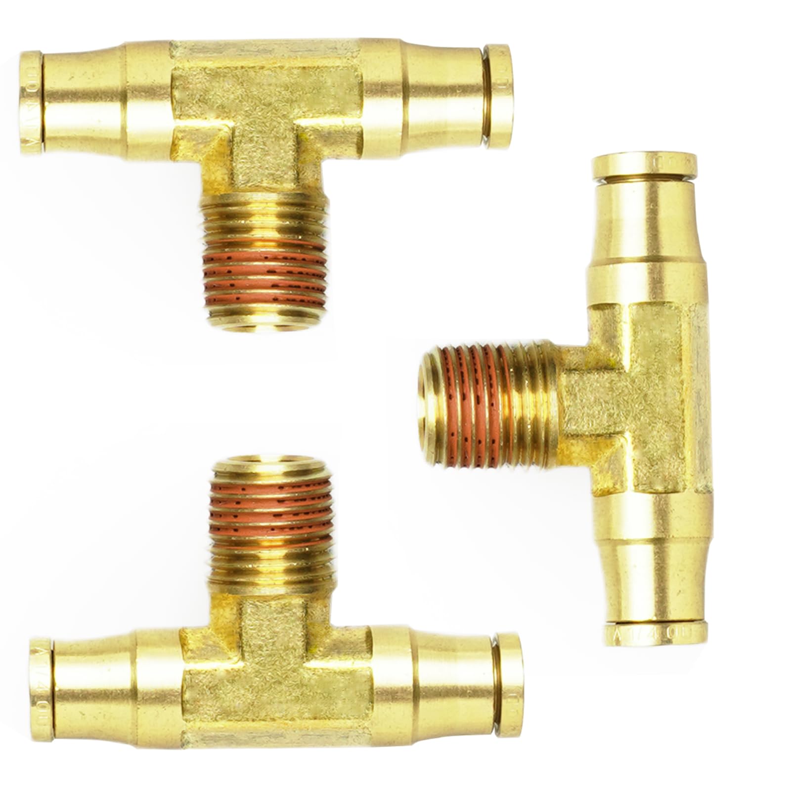 Raccords pneumatiques à connexion rapide en laiton DOT, tés mâles 1/4 NPT pour conduite de frein