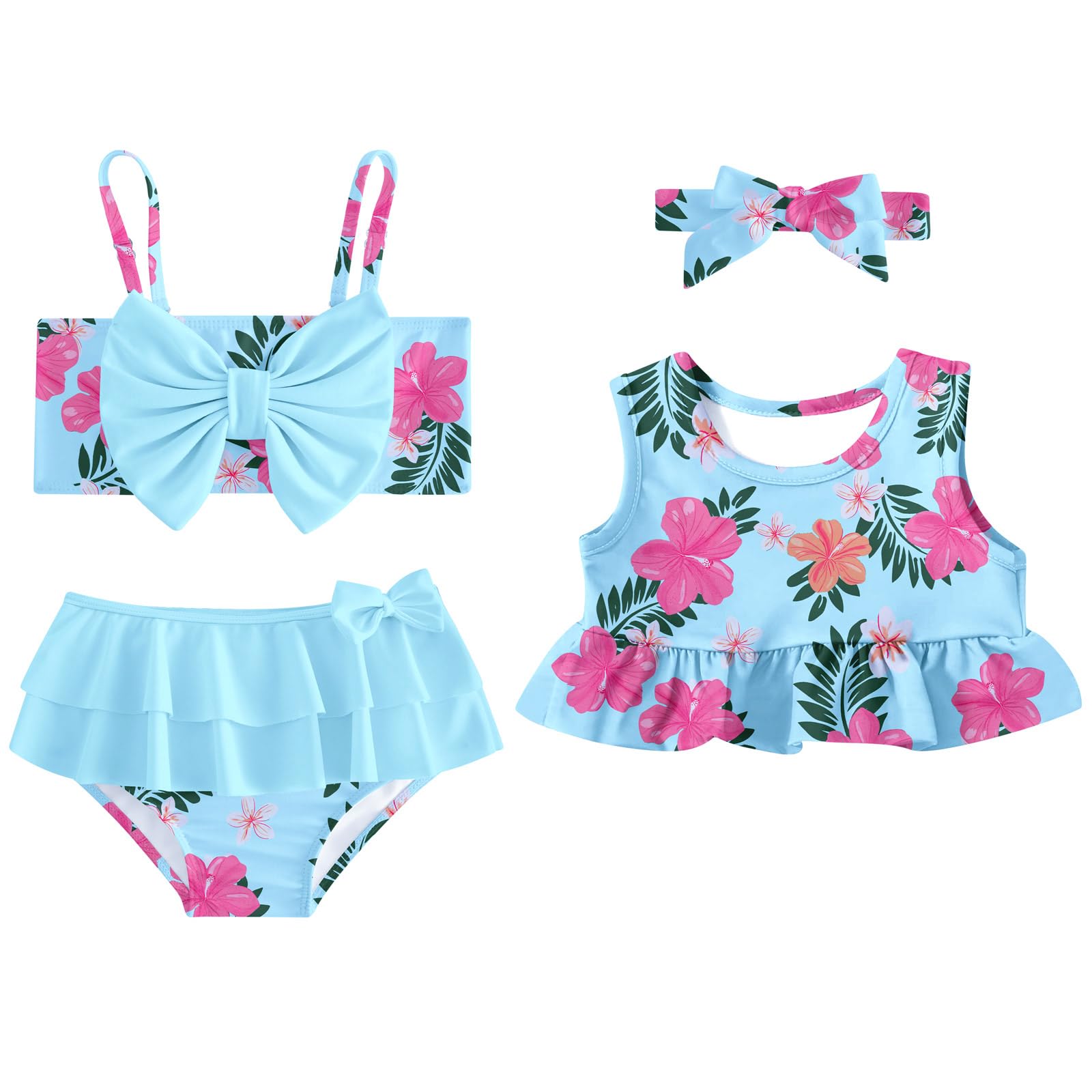 Ahegao 6M-3T Baby Girls Swimsuits for Toddlers Kids 3pcs Bathing Suits Bikini