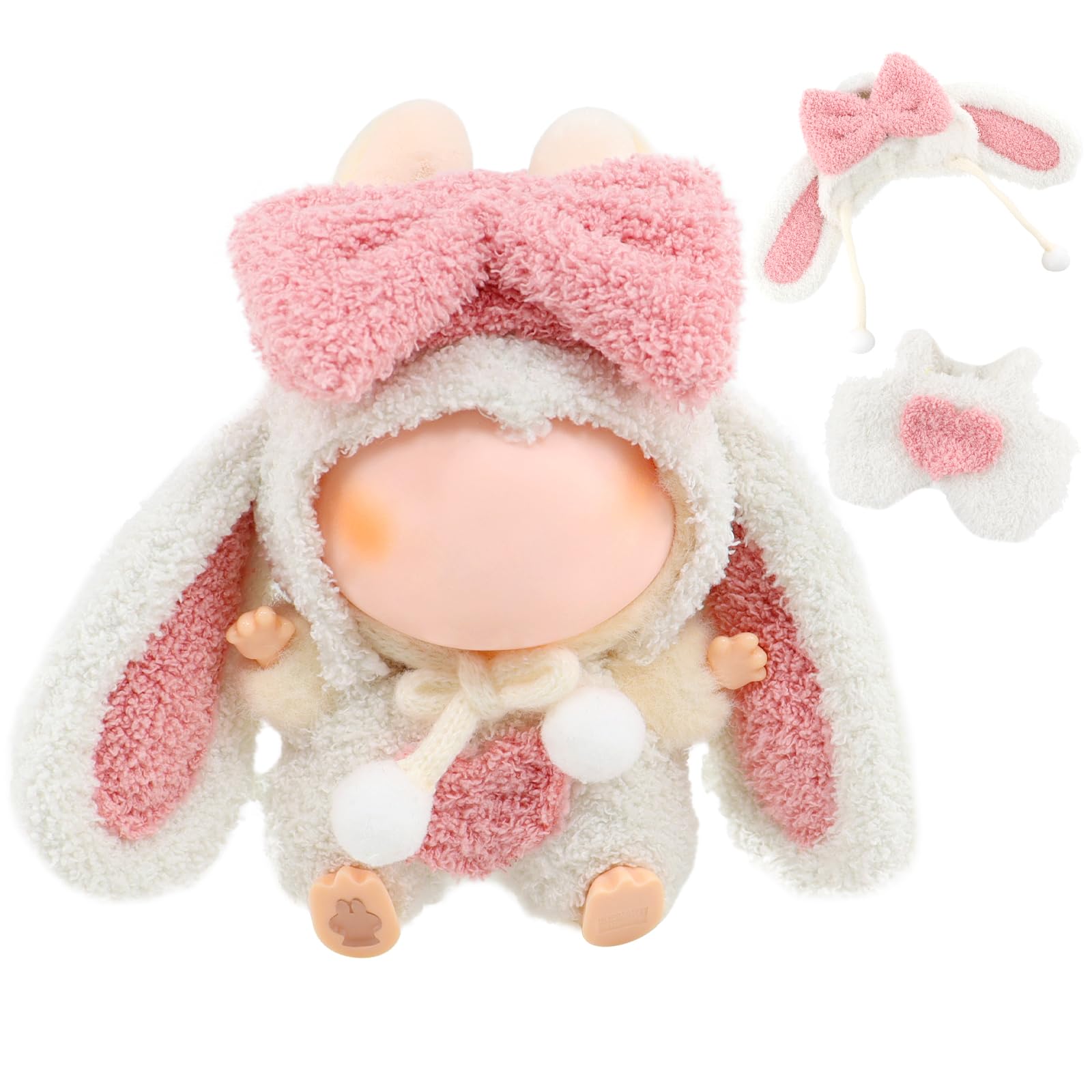 Clothing Accessories 2 Pieces for 17cm Mini Doll Clothes Figure Accessories Set for Cloth Doll, Stuffed Animal Clothes Outfit Christmas and Birthday (Bunny Ears Set)