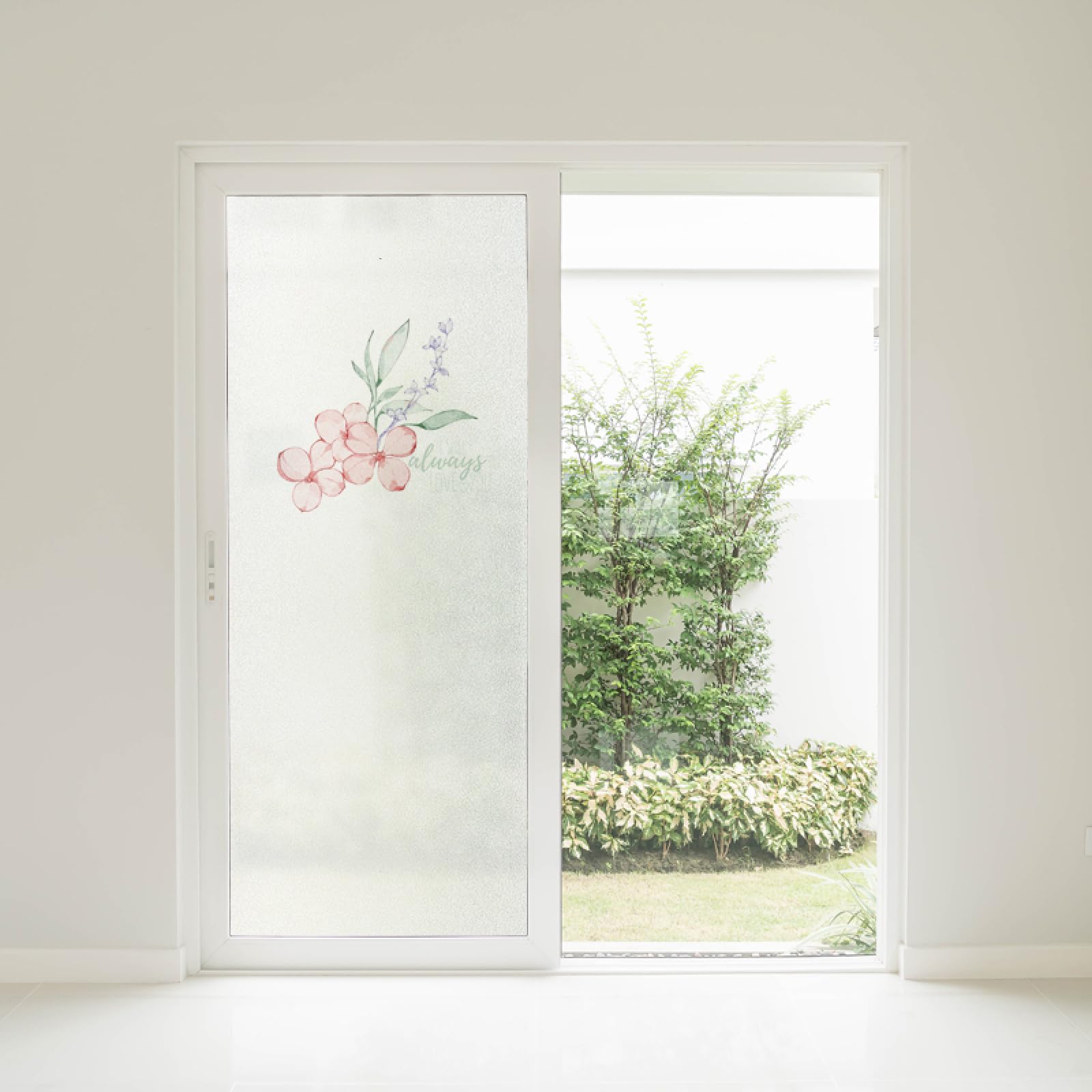 Film opaque vitrage plantes vertes et oranges - 60x116 cm 3 pcs sans colle