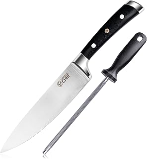 Commercial CHEF Professional Chef Knife with Sharpener - 8 Inch Chef's Knives - Well Balanced Full Tang Ultra Sharp Kitche...