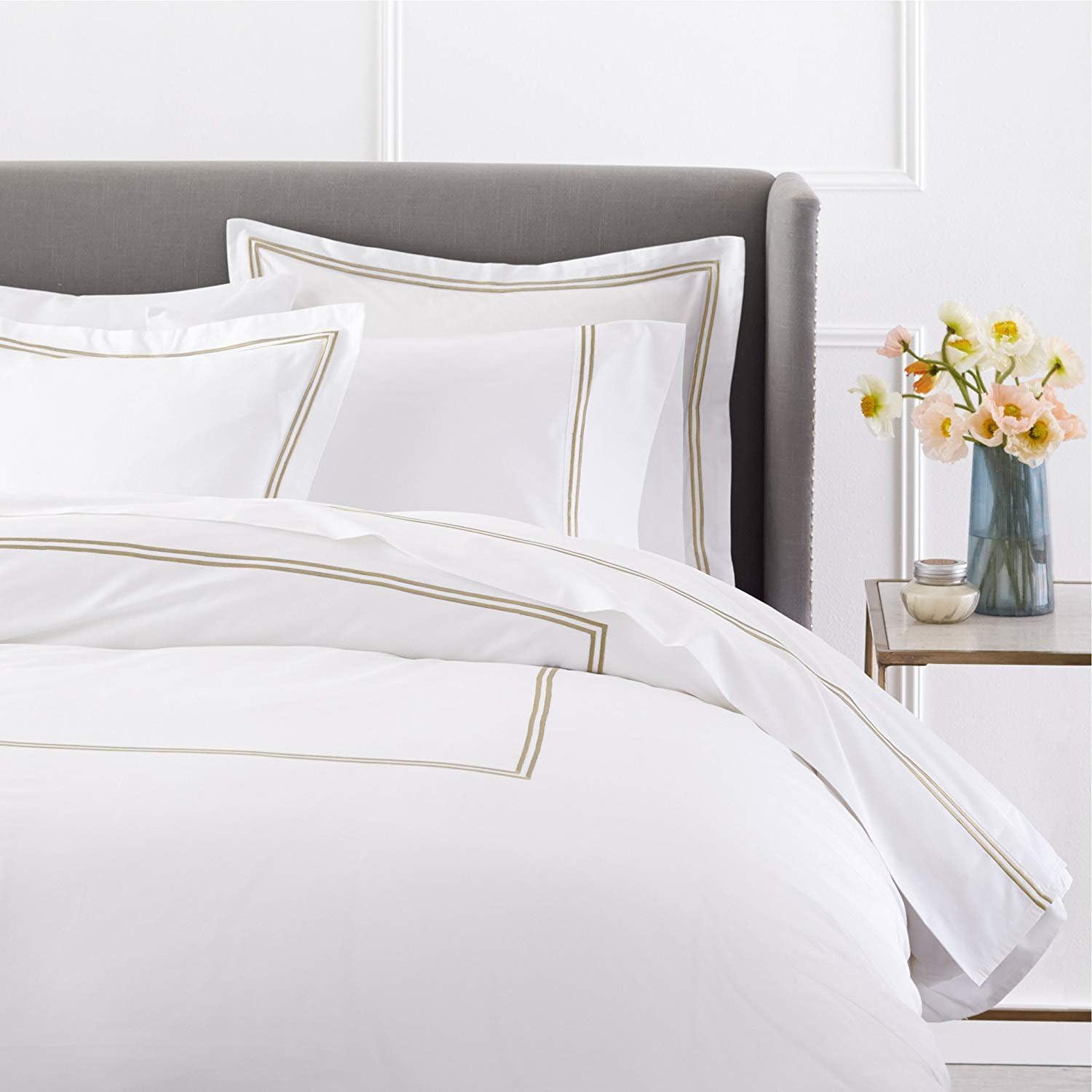 Dornick Decor 400 Thread Count 100% Cotton Sateen Duvet Cover Set King Light Blue