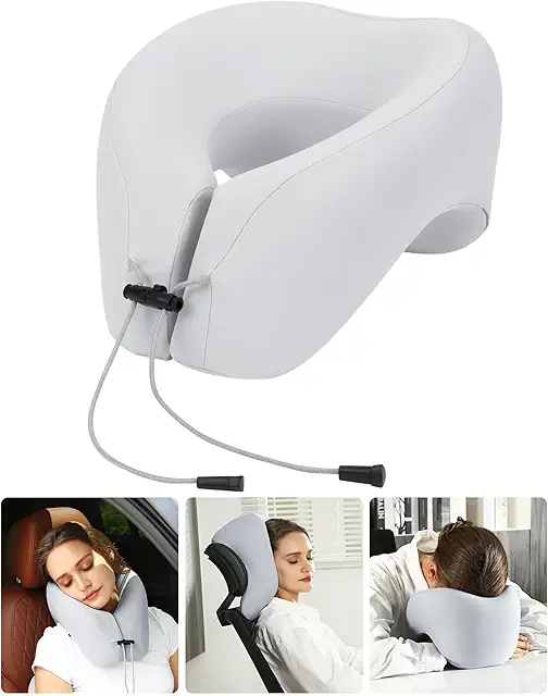 Imagen relacionada con jiaao Almohada Cervical de Espuma con Memoria para avión, Almohada Cervical de Viaje portátil, Almohada Cervical de Viaje, Almohada Cervical de Viaje portátil para avión, Coche, Tren, casa, Oficina