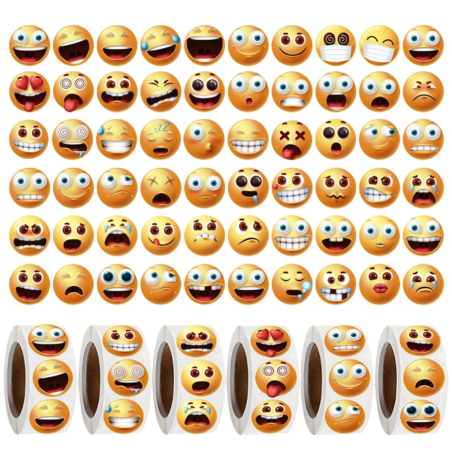 3000 Pcs Reward Stickers for Teachers Emoji Face Stickers 0.66 Inch Round Smiley Face Incentive Labels for Classroom Rewards Student Encouragement Homework Behavior Charts