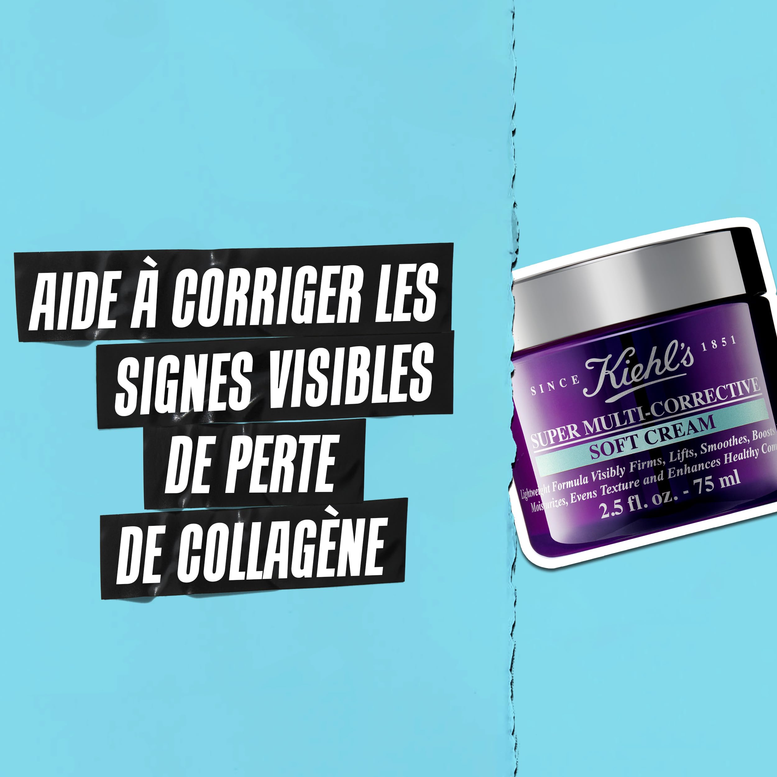 Kiehl's, Crème Super Multi-Corrective Soft, Crème Correctrice Anti-Âge Visage et Cou, Atténue les Rides et 7 Principaux Signes de l'Âge, Rafraîchissante, pour Peau Mixte/Grasse et Sensible