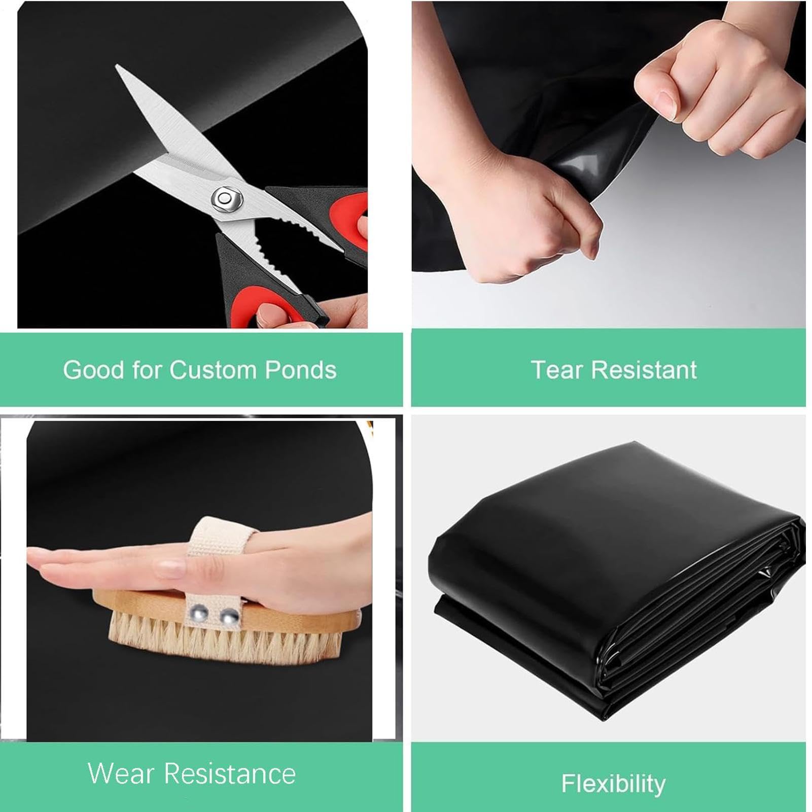 Telone per laghetto, 0,2 mm, ad alta densità, resistente alle intemperie e ai raggi UV, rivestimento per laghetti da giardino, cascate, torrenti, fontane, giardino, cortile, , fattoria
