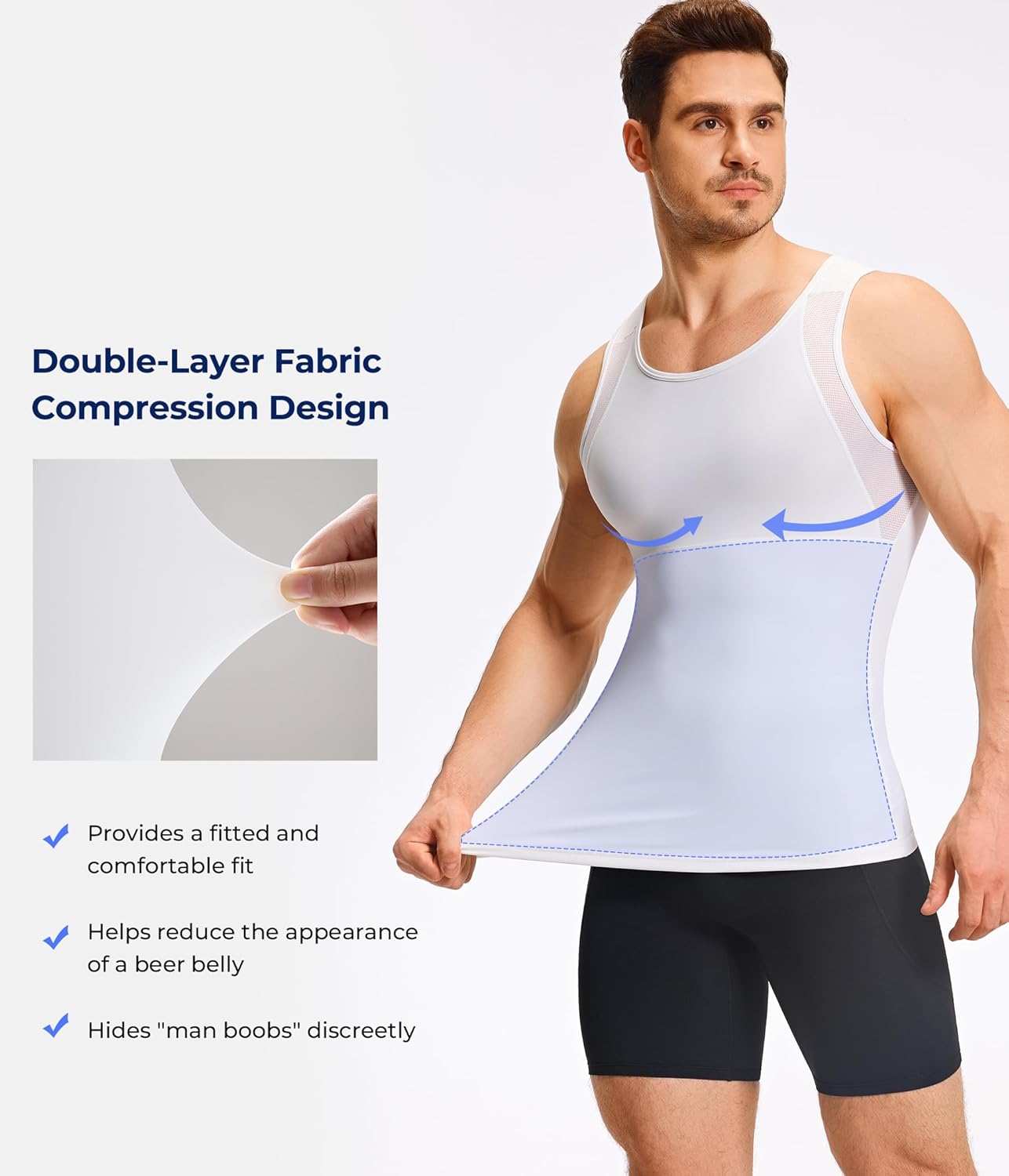 TAILONG Mens Compression Shirt Tank Top Undershirt Shapewear Slimming Body Shaper Vest Mesh Workout Shirts - Image 3