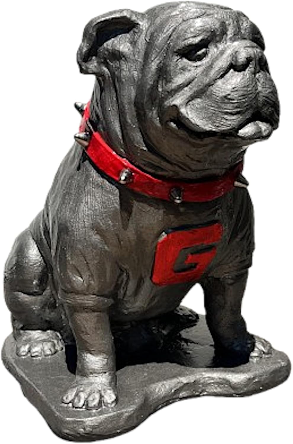 College Bronze Georgia Bulldogs UGA Mascot Stone Statue with Pewter Metal Coating