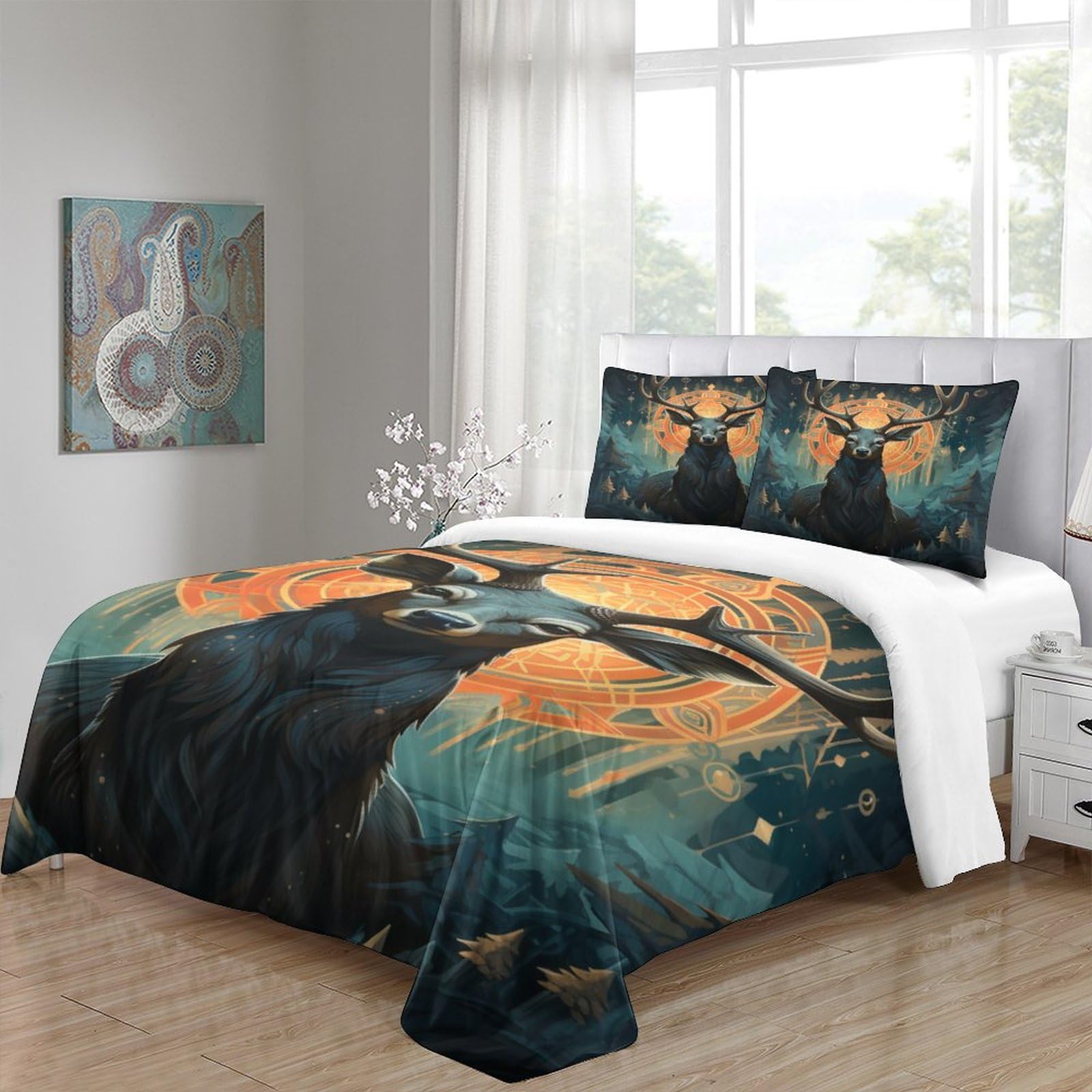 Stampato in 3D Pronipote tibetano Copertina Stampata Microfibra Disegnata Biancheria Da Letto Cura Facile Con 2 Federe,Double（200x200cm）, Per Ragazzi Adulti
