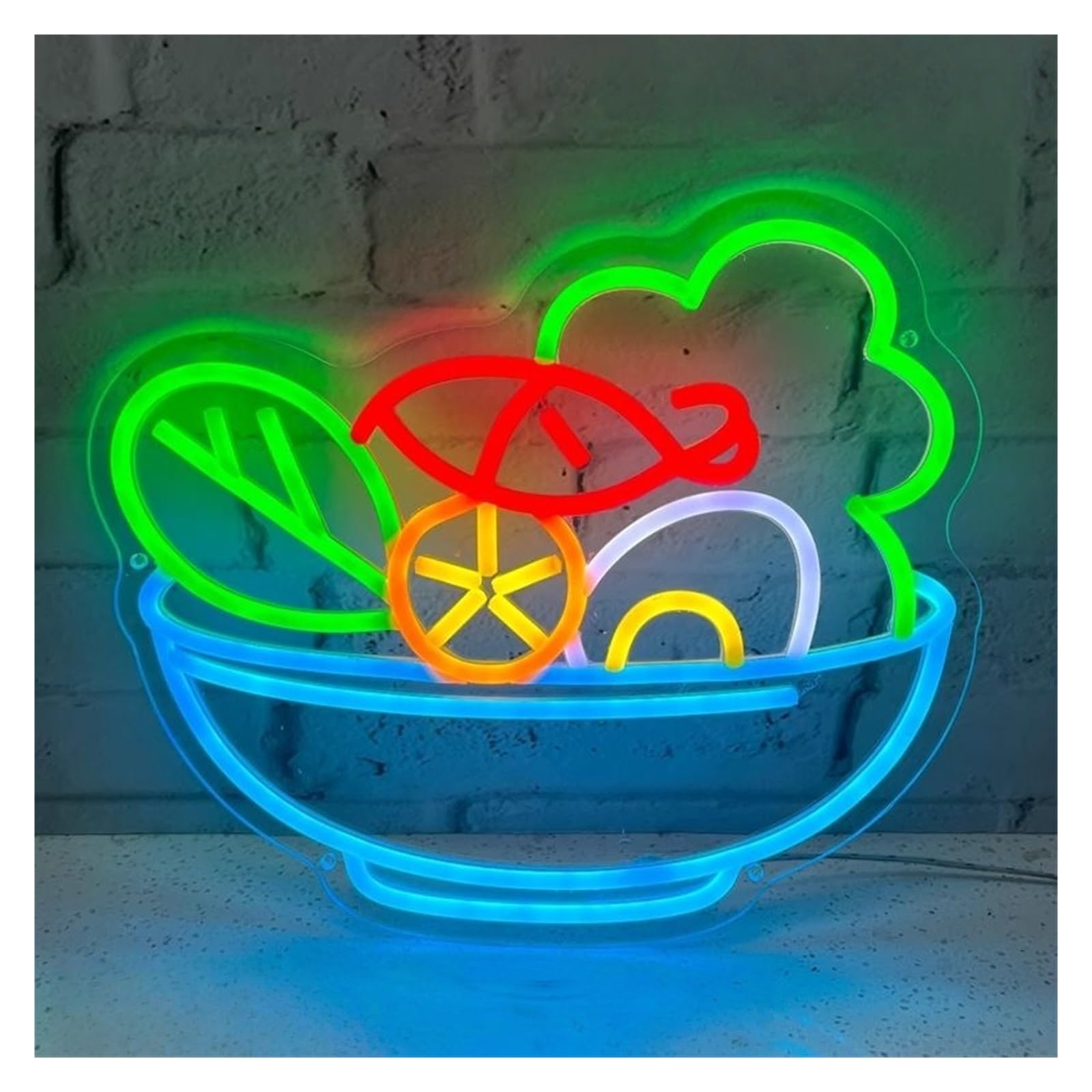 RONGCH Hanging Art Signs Vegetables Salad Neon Sign for Home Kitchen Business Restaurant Buffet Vegan Shop Bakery Cafe 30x35cm