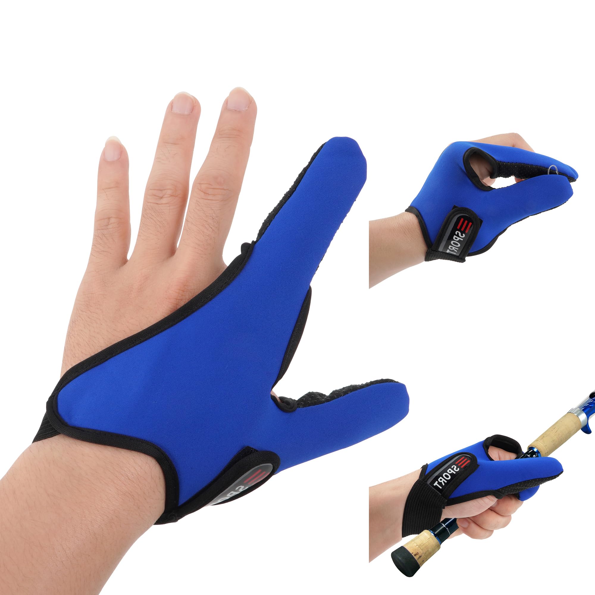 LA HAUTE Fishing Protective Gloves Finger Stall Fishing Accessories Casting Gloves Fishing, Left Hand, Blue