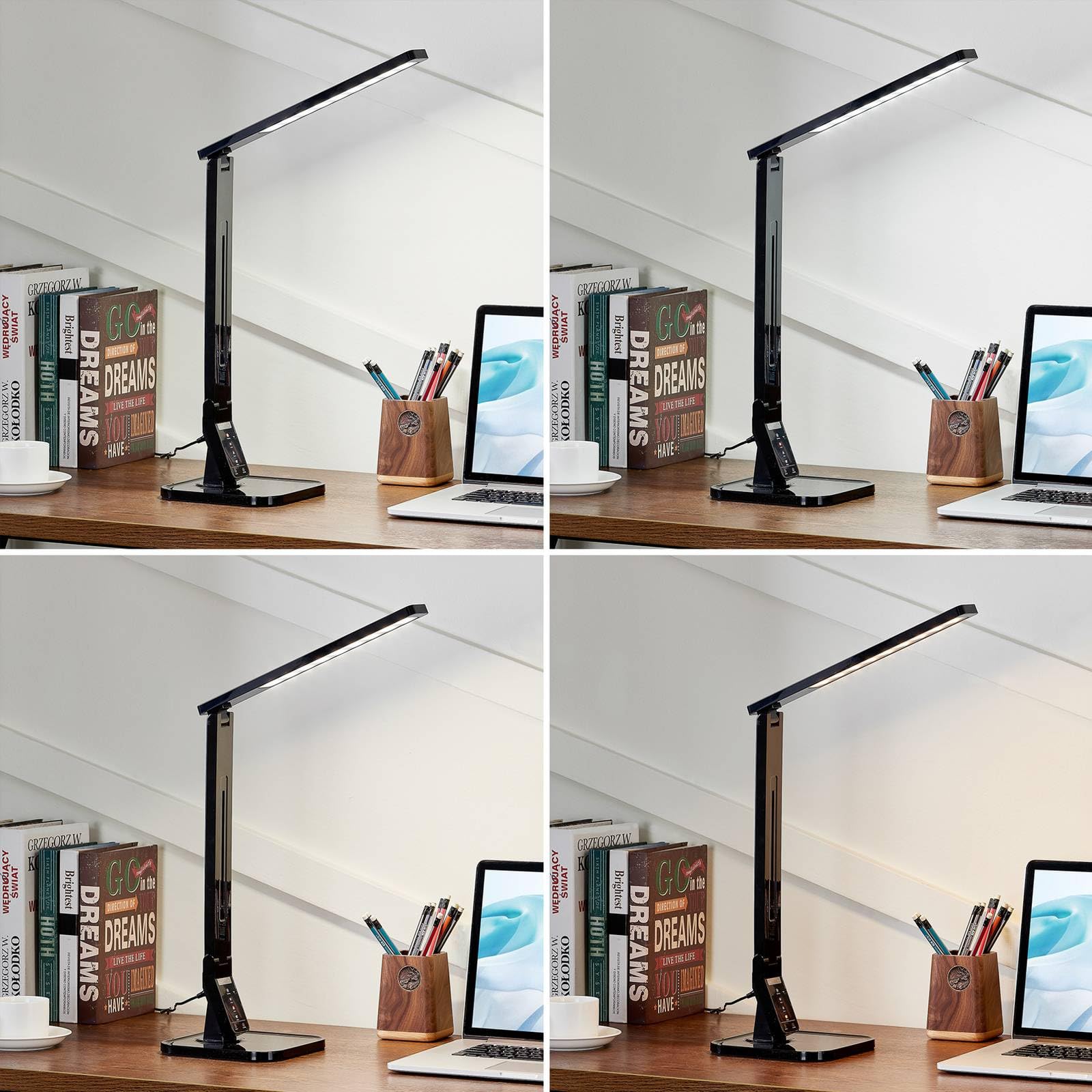 LED Lámpara de mesa 'Eleni'con dimmer táctil (Moderno) en Negro hecho de Plástico (1 llama,) de Lindby | lámpara de mesa LED