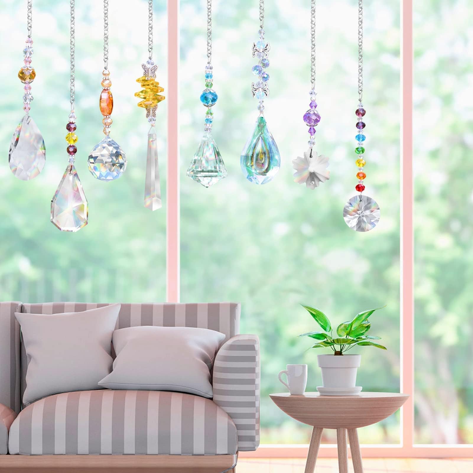 8 Acchiappasole Cristallo Con Prisma Arcobaleno - Decorazione Luce Sole - Foto 7