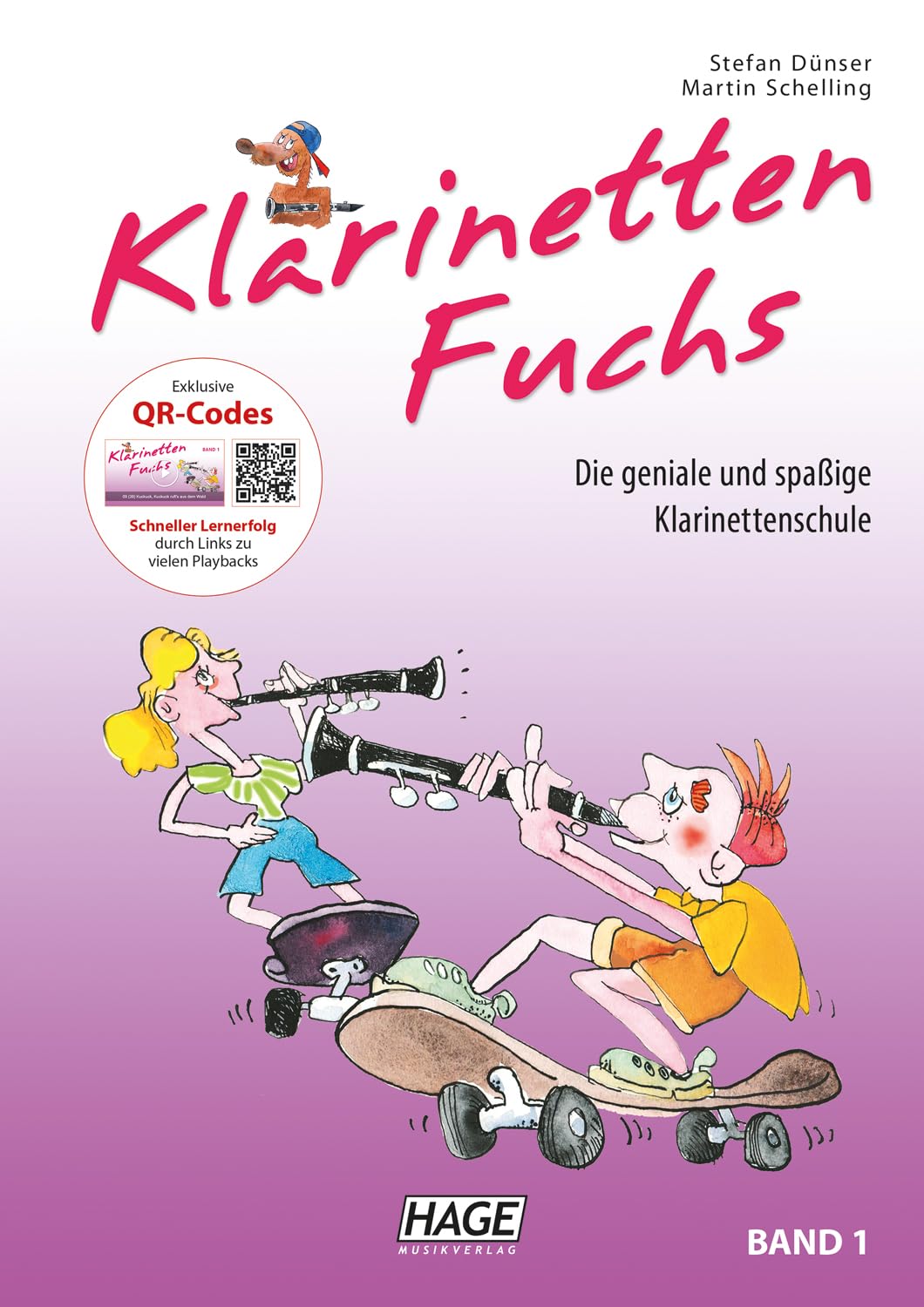 KlarinettenFuchs Band 1 und Band 2 (EH 3815+3816, ISBN 9783866263826 + 9783866264465) - Klarinettenlehrgang + Soundman Klarinettenwischer -Klarinetten Fuchs