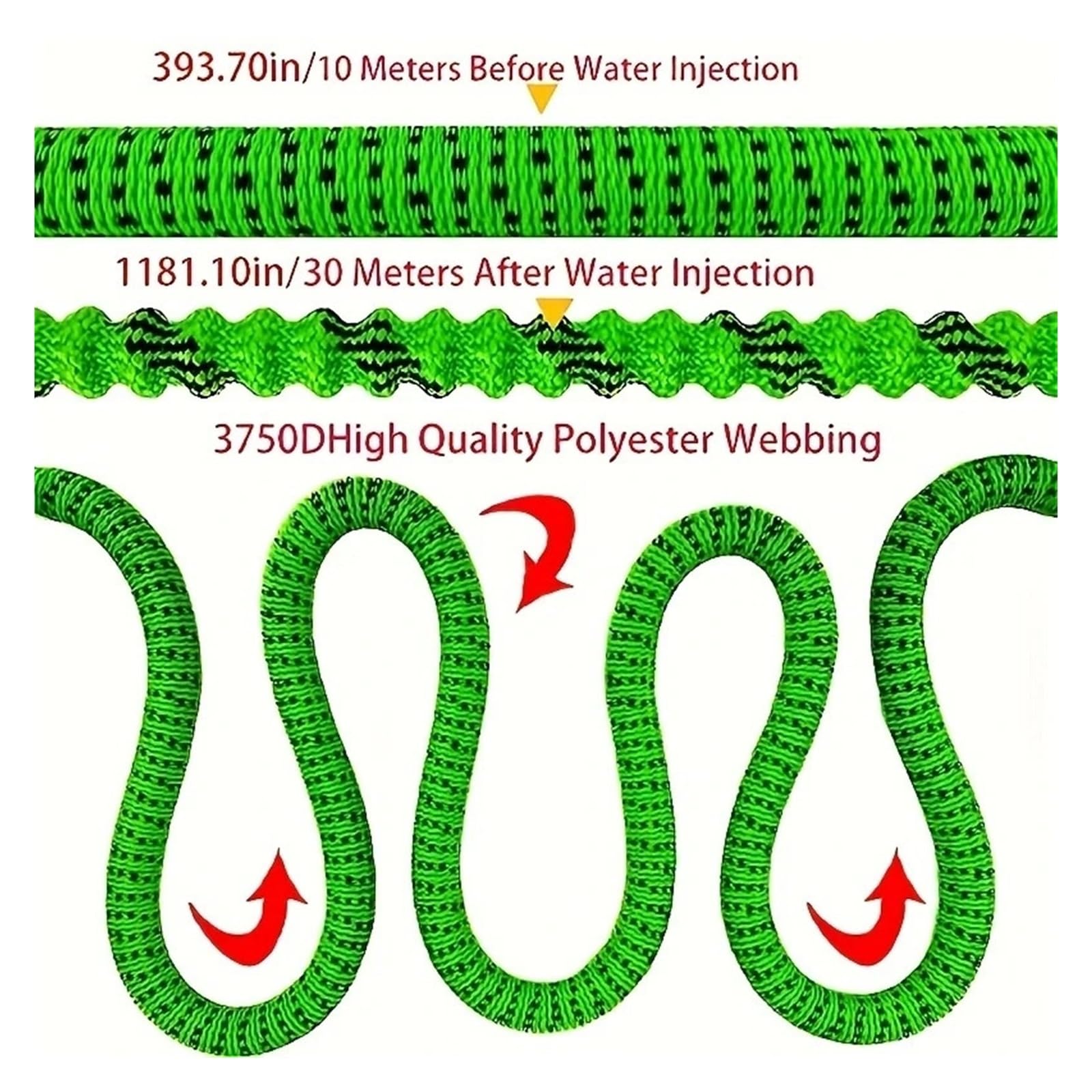 Manguera de jardín ligera extensible Manguera de riego de jardín, manguera de agua flexible mágica for lavado de autos a alta presión, herramientas de limpieza de riego(50ft)