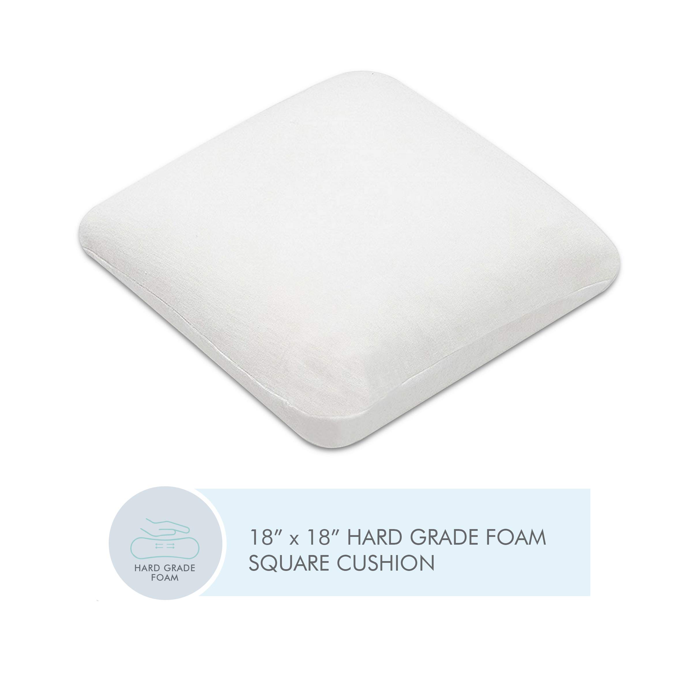 The White Willow Moulded PU Foam Square Cushion Insert Pillow Filler 18 Inch X 18 Inch for Sofas & Bed