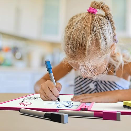 Miniatura 6 de Pizarra de borrado en seco, pequeña pizarra blanca para niños, 4 lados de escritura, pizarra blanca pequeña de borrado en seco, pizarra blanca