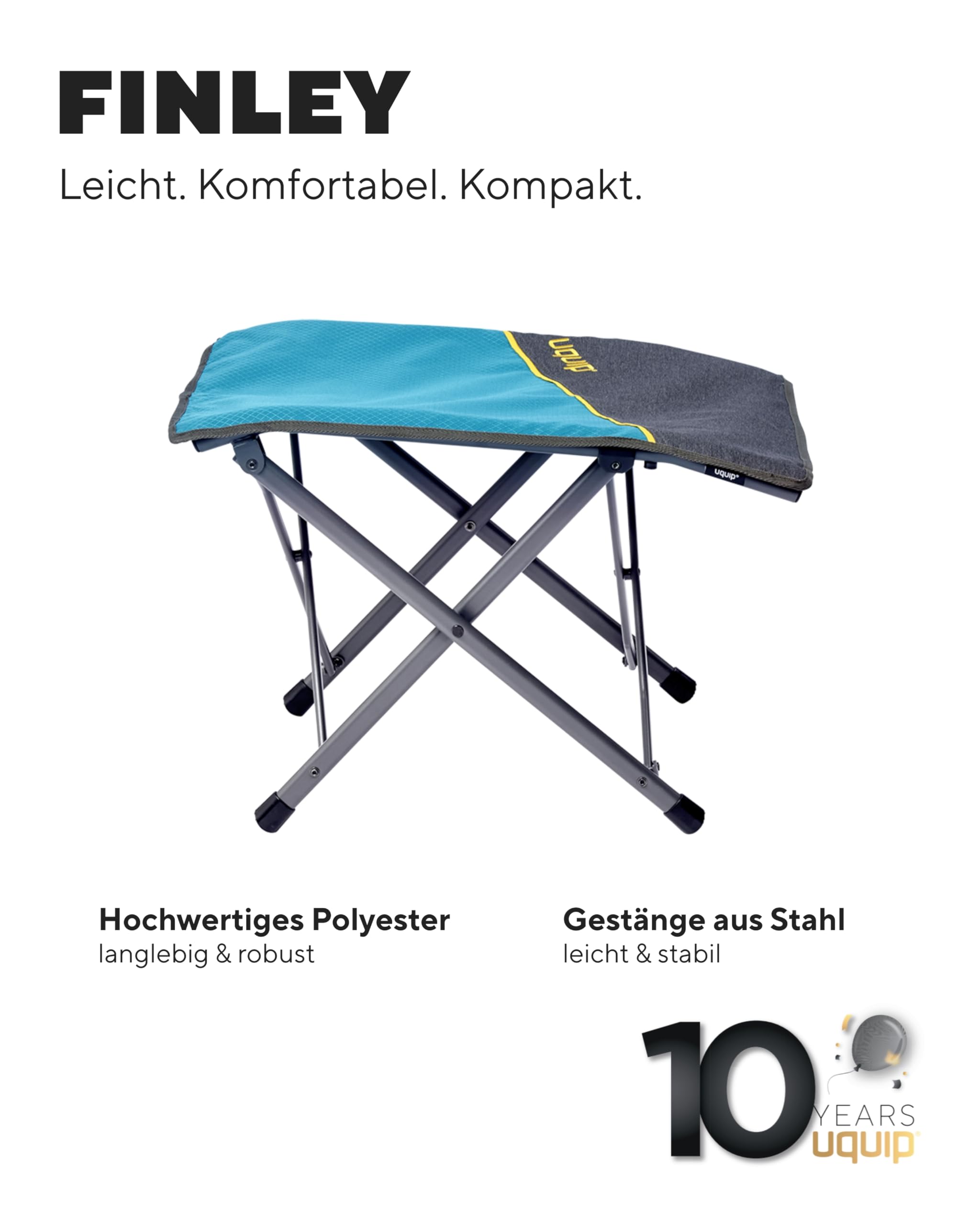 Uquip Fußablage Finley Fußbank Camping Stuhl Klappstuhl Fuß Stütze Hocker Stahl Petrol/Grey