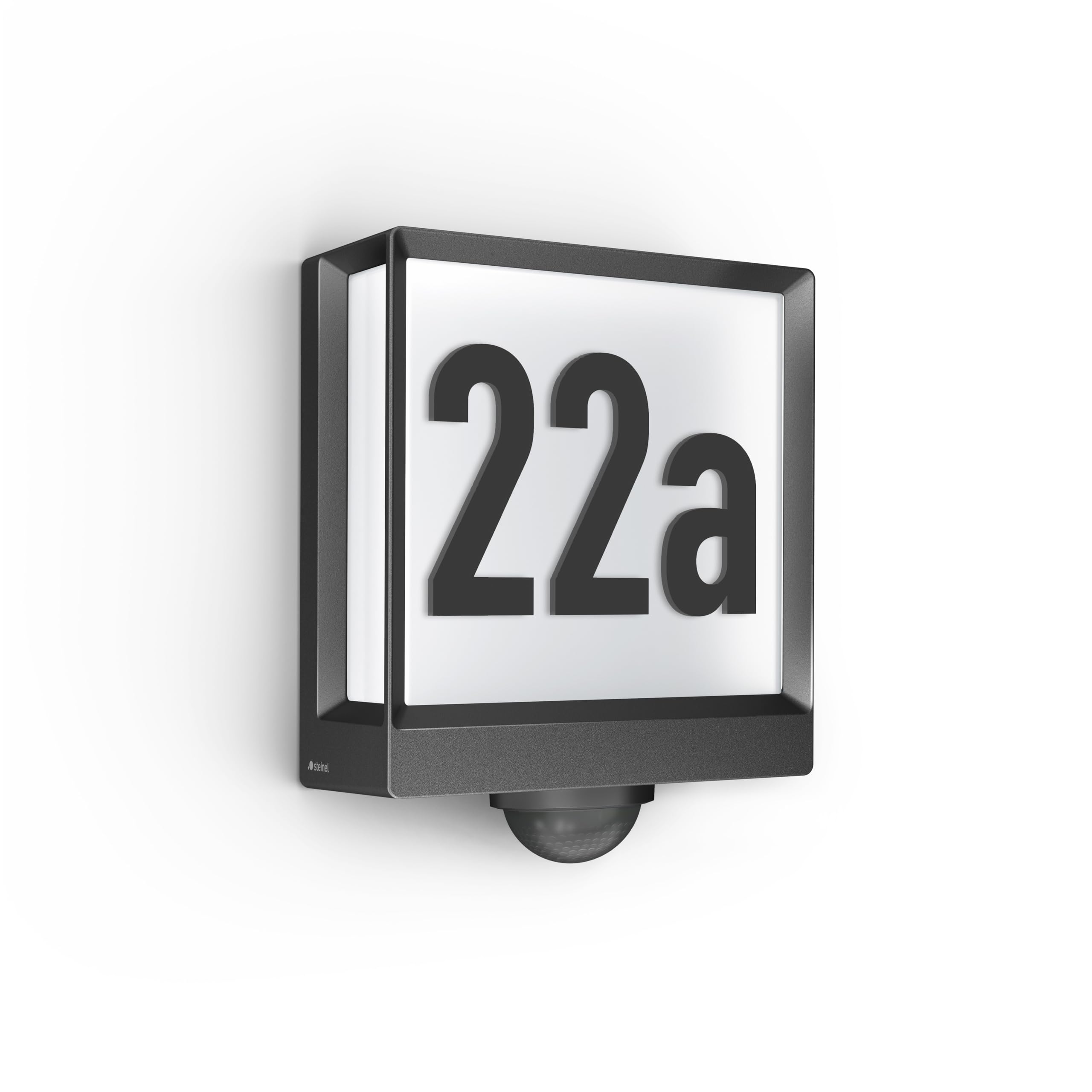 Steinel My L 40 SC, beleuchtete Hausnummer, erhabene Ziffern individuell wählbar, 180° Bewegungsmelder, smarte Außenleuchte, bedienbar per App Beleuchtung