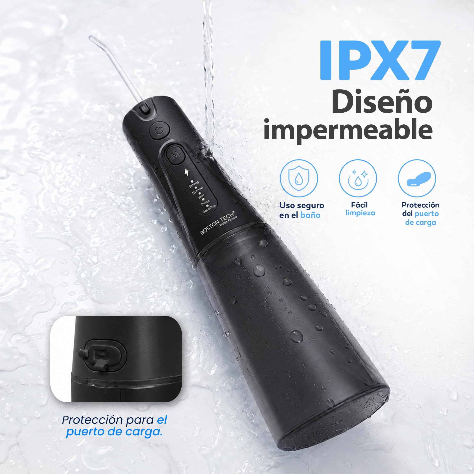 Irrigador Dental Portátil Aquapik UltraCare Plus 8 Boquillas 5 Modos 300 ml