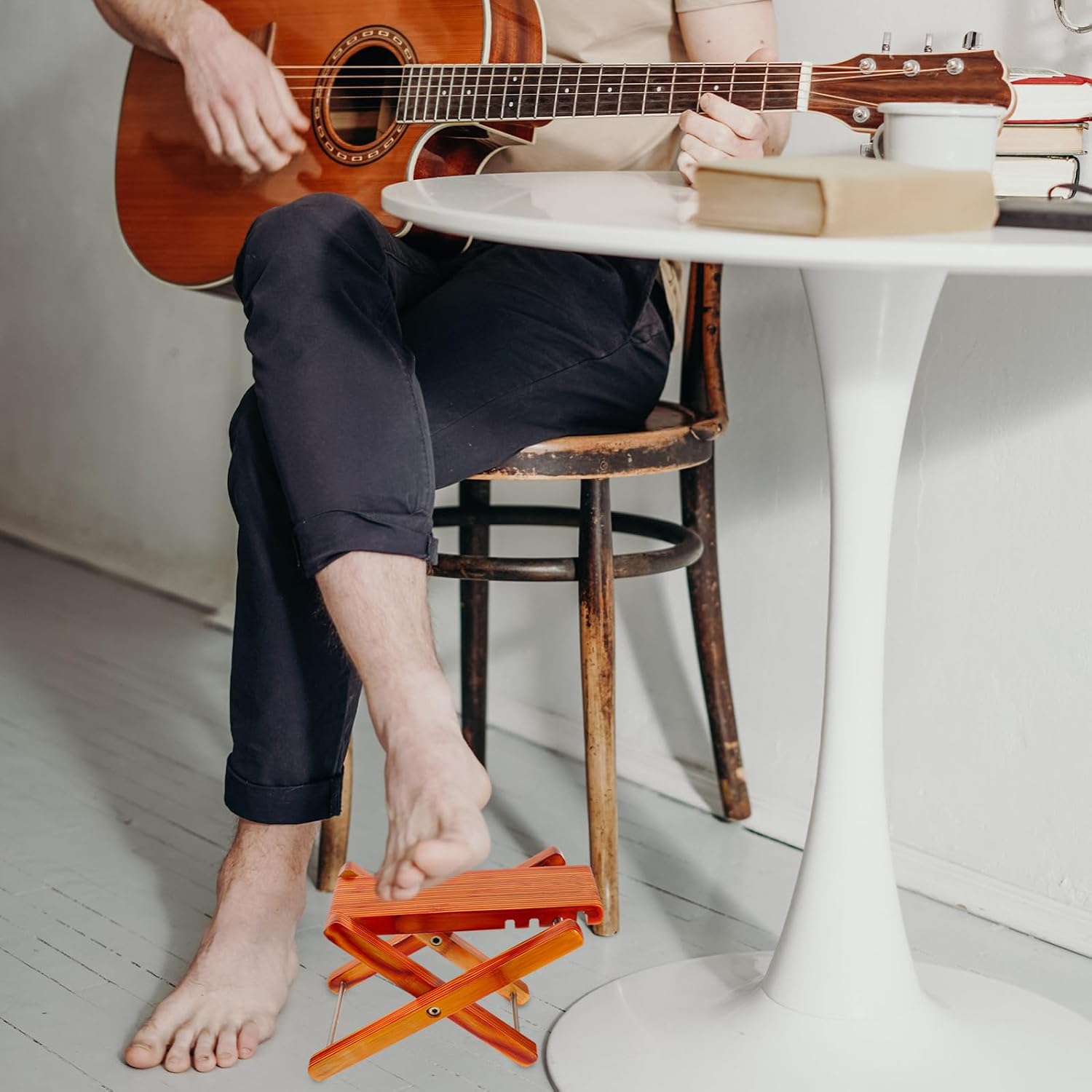 Bamboo Guitar Foot Stool Adjustable with 4 Height Options
