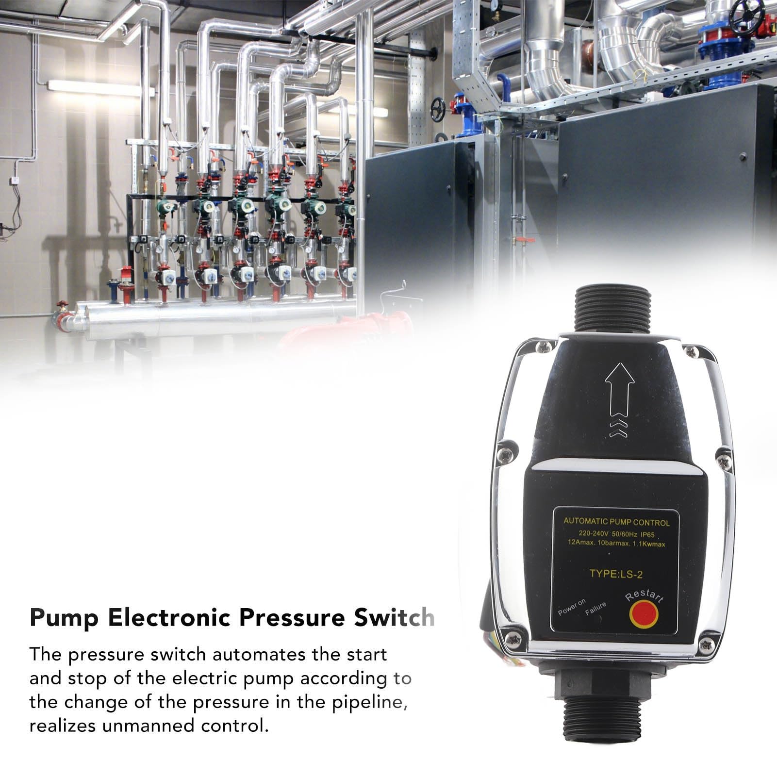 Omabeta Regolatore Automatico della Pompa Protezione IP65 Pompa Dell'acqua Pressostato Elettronico per Autoadescante, da Giardino, 1,1KW, Filettatura G1