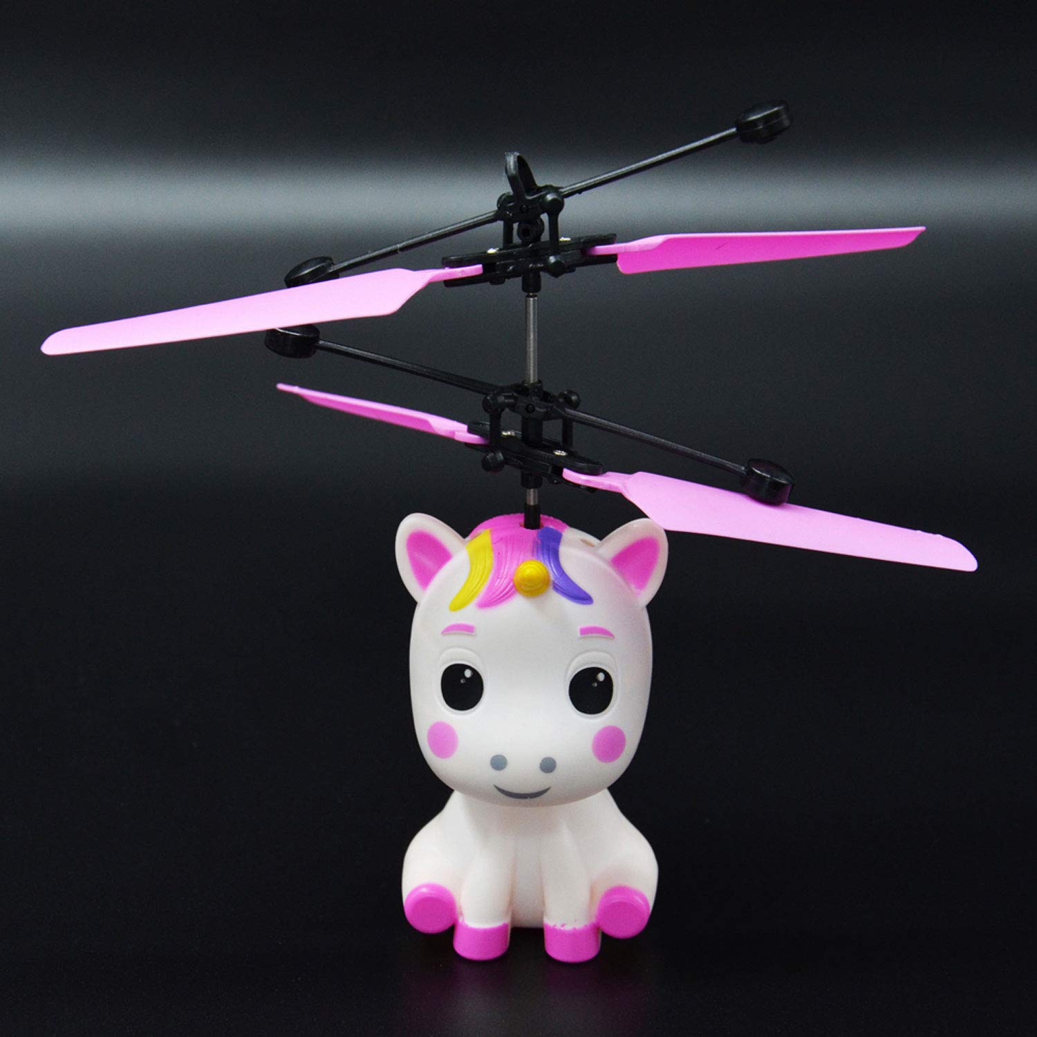 Kögler 54517 Mini ulotka jednorożca z pilotem i kablem USB, latający jednorożec z efektem LED i śmigłem, sterowana ręcznie, dziewczynka od 6 lat