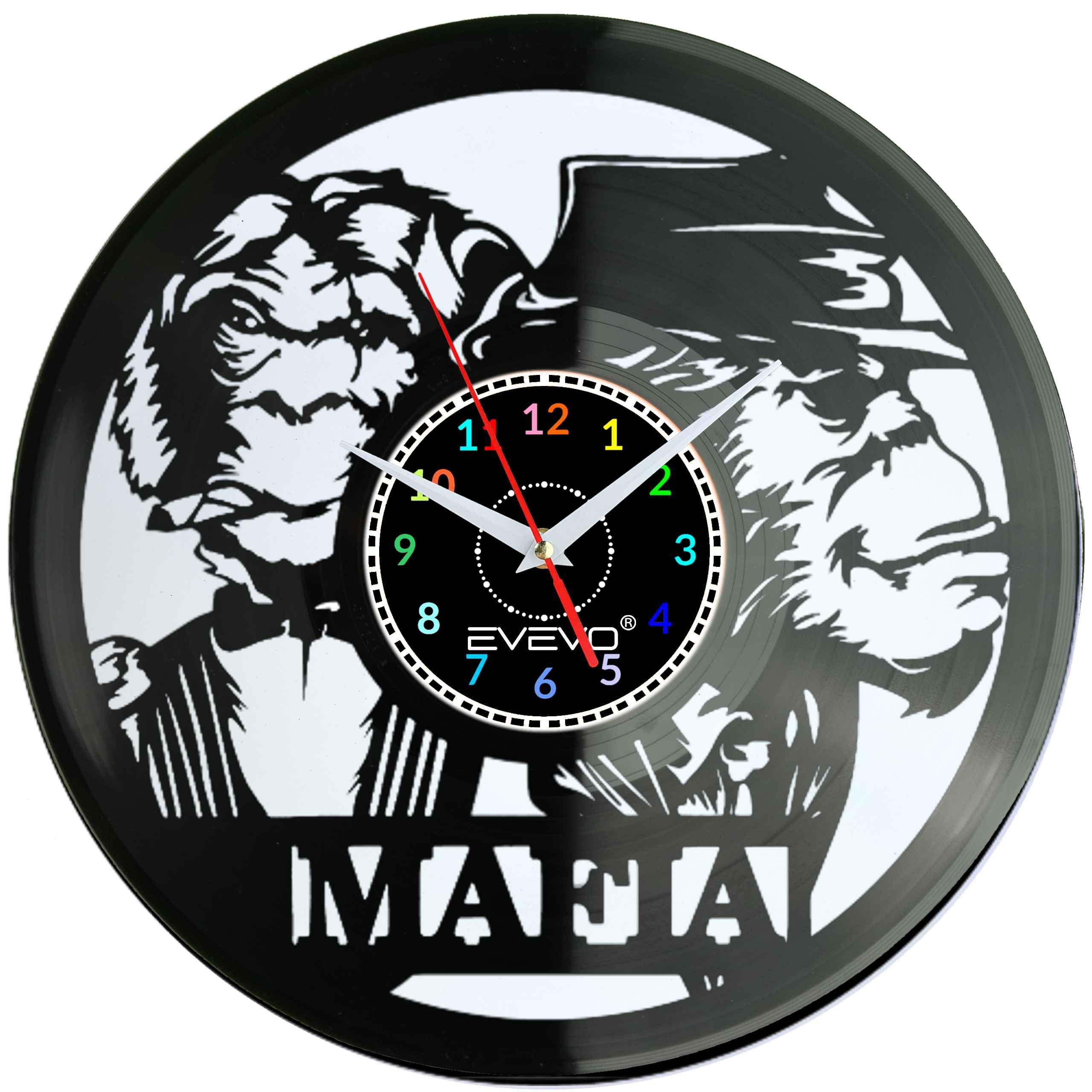 MAFIA MAŁPY GANG SQUAD ZEGAR ŚCIENNY FLUORESCENCYJNE TŁO PŁYTA WINYLOWA PREZENT UPOMINEK GIFT SOUVENIR EVEVO F0061