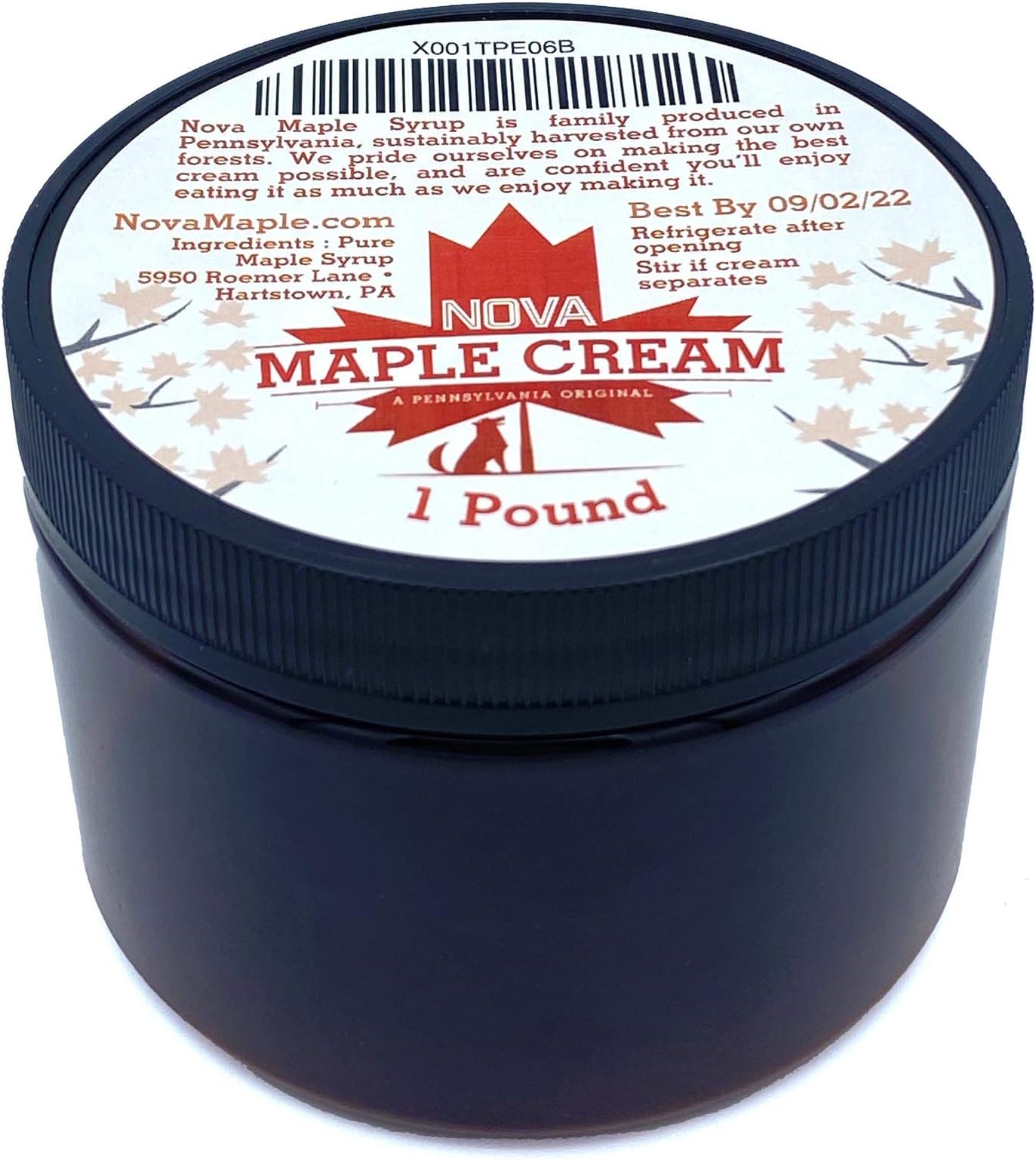 Nova Maple Cream - Pure Grade-A Maple Cream Butter Spread (1 Pound)