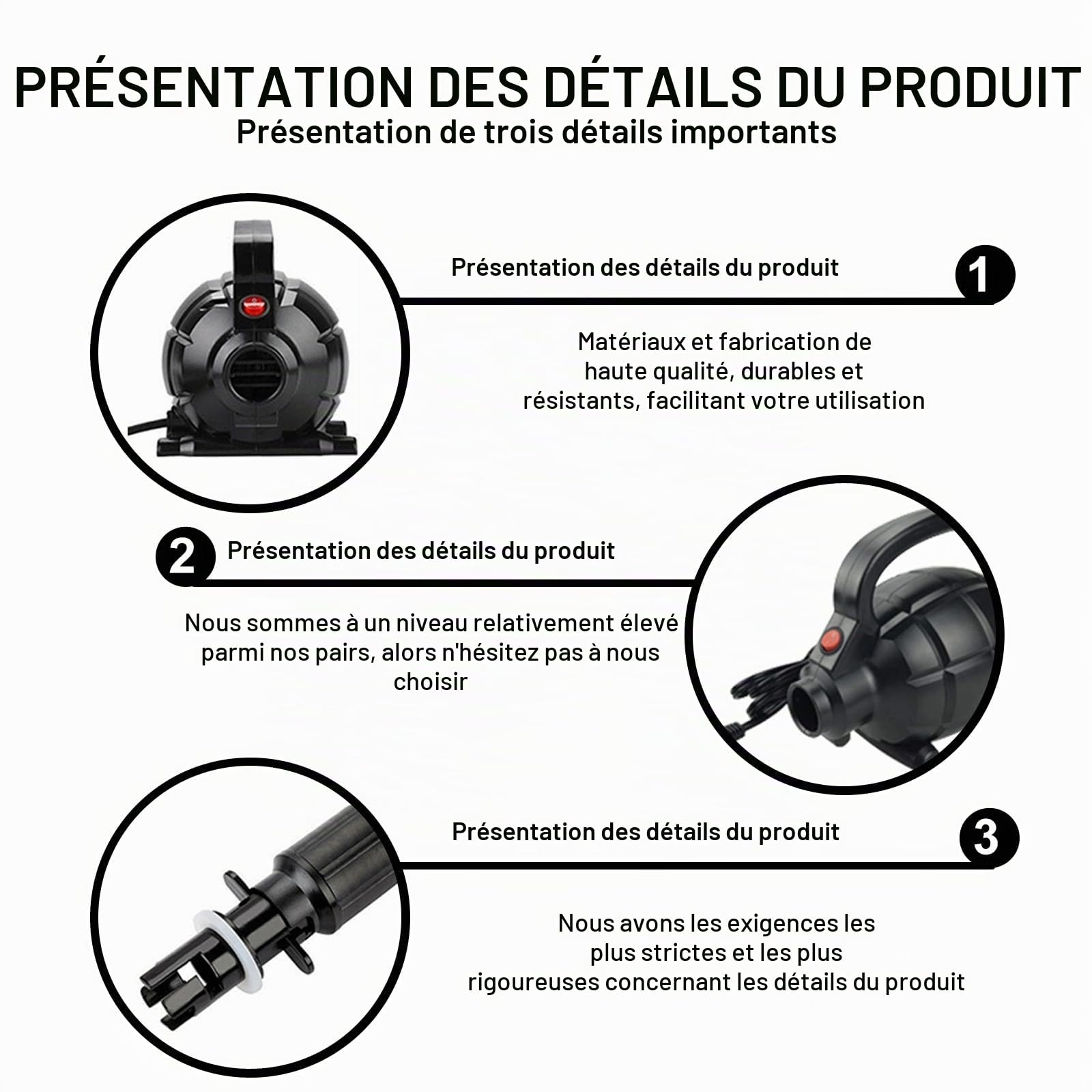 Vegena Pompe à air électrique 600 W pour coussins, lits gonflables, flottant, radeau et jouets