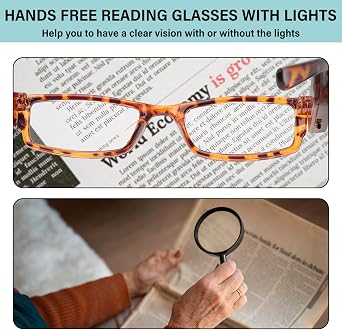 Rechargeable Magnifying Glasses Reading Glasses with Light Bright LED Reader Lighted Magnifying Eyewear for Women Men