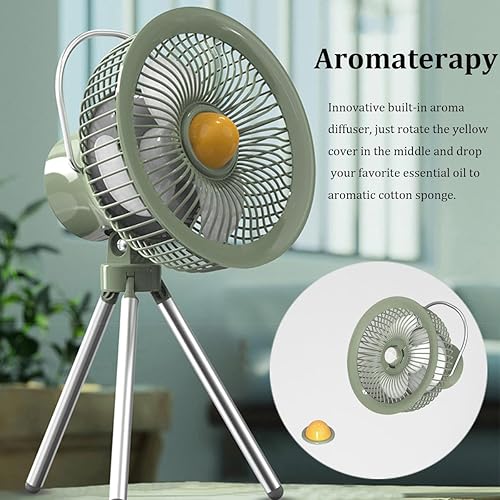 Miniatura 5 de Ventilador portátil  Ventilador de camping con linterna LED, ventilador a batería, ventilador recargable con trípode, control remoto, ventilador de