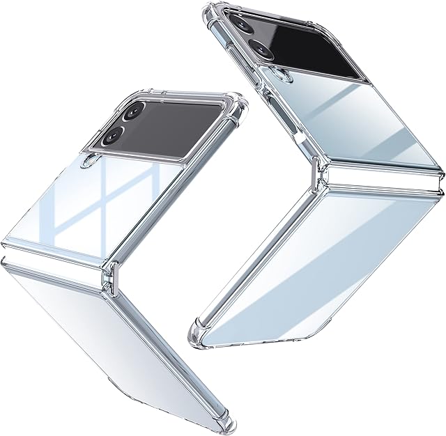 Natbok for Samsung Galaxy Z Flip 4 5G Case,Ultra-Thin Transparent Hard PC Cover,Reinforced Corner Bumper Shockproof Protective Case for Galaxy Z Flip4, Metal Connector Folding Convenient,Clear