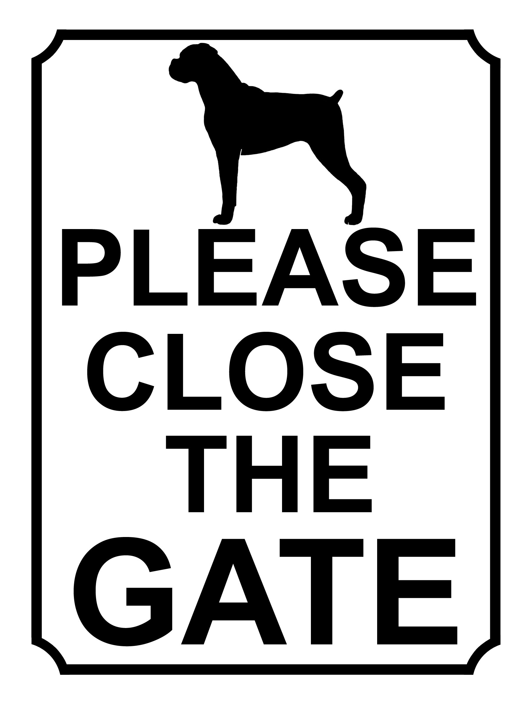 SHAWPRINT PLEASE CLOSE THE GATE DOG THEME METAL SIGN 200MM X 150MM (372H1)