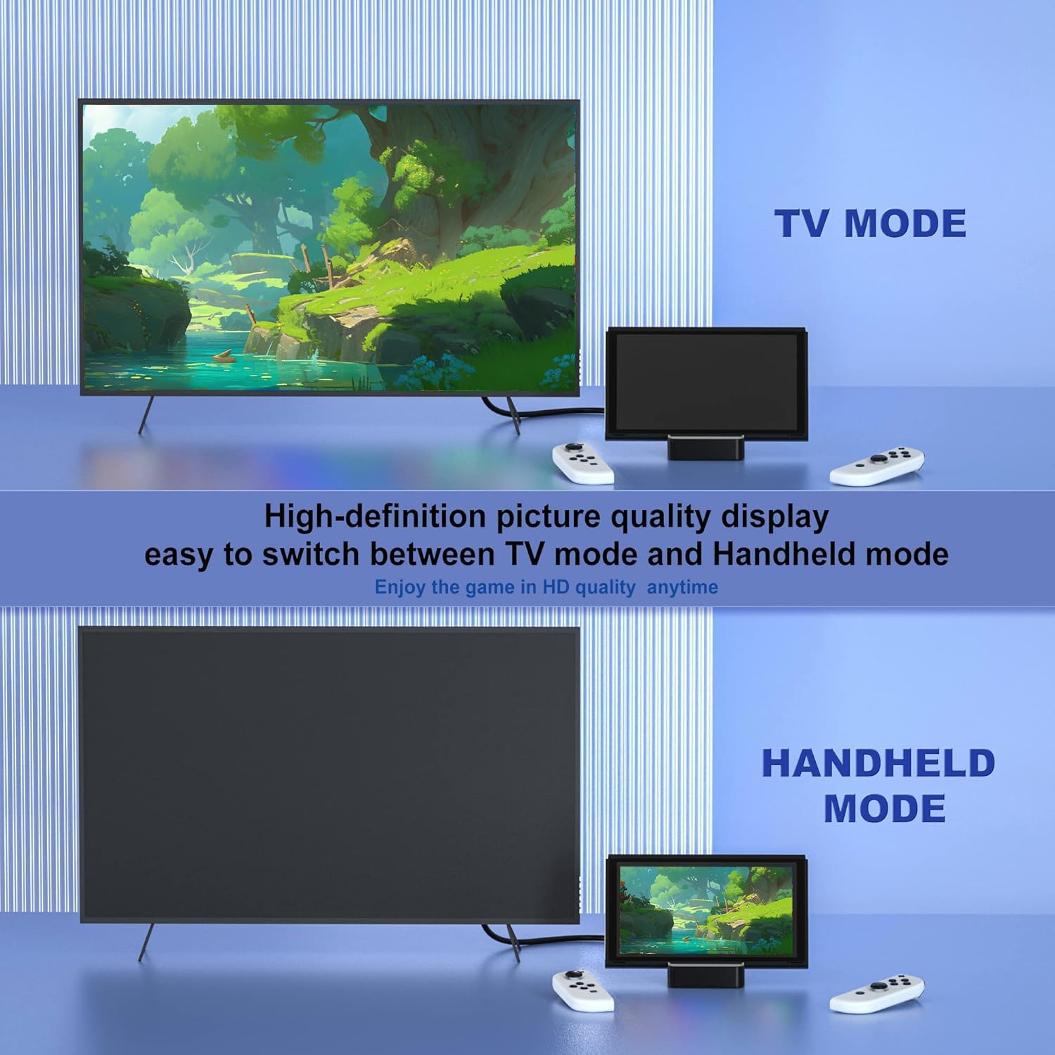 TV Docking Station for Nintendo Switch/Nintendo Switch OLED Model, 6-in-1 Switch Dock with HDMI 2.0, 100Mbps Ethernet, 2 USB-A 2.0, 1 USB 3.0,100W USB-C Charging Port, Supports YouTube On TV