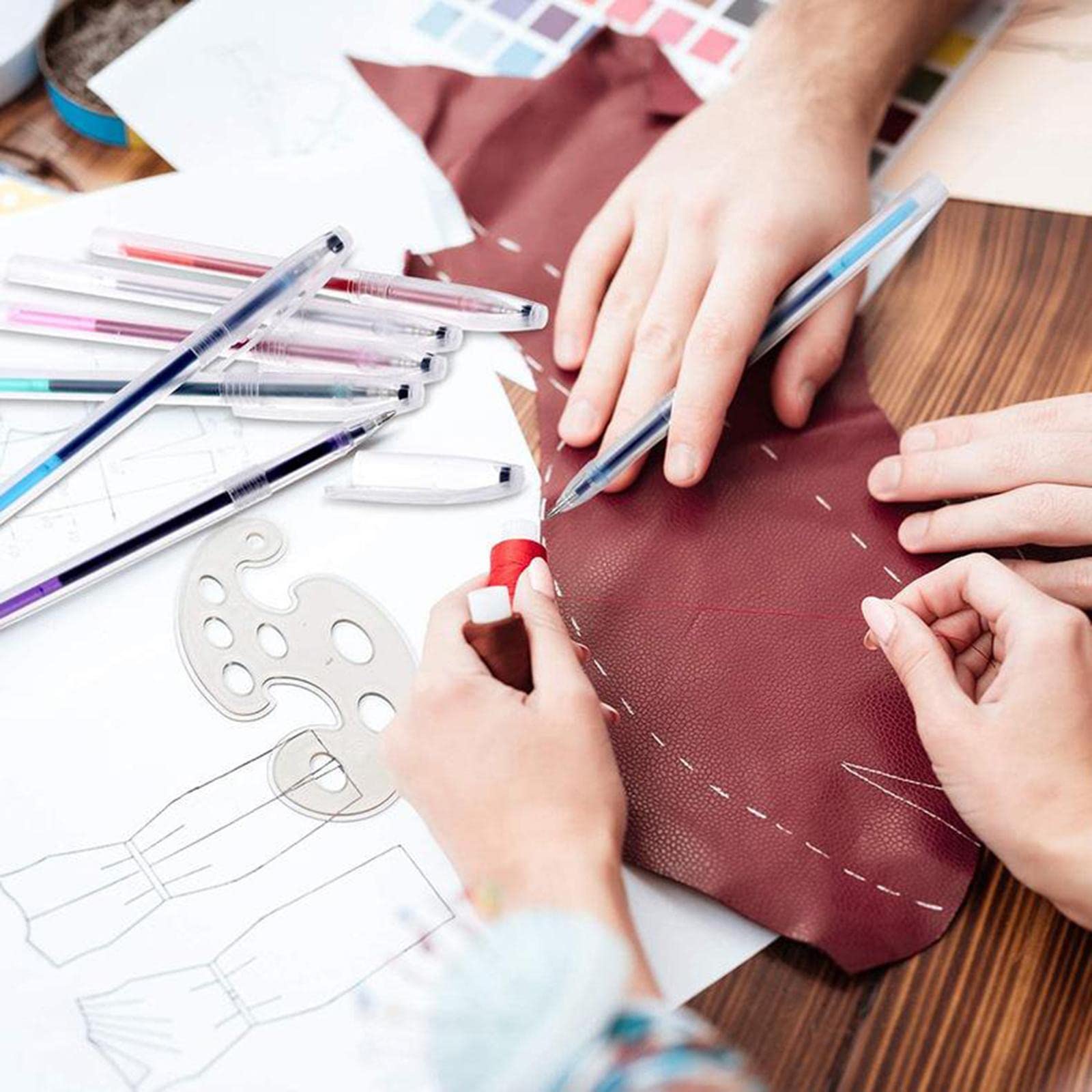 5 zestawów 1 zestaw długopisów do wycierania ciepła z wymiennymi wkładami dla krawców DIY Style 3, 8 etui na długopisy, 14 wkładów w 4 kolorach