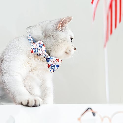 Miniatura 7 de Pohshido Collar con lazo para gato del 4 de julio, collar de gatito para niños y niñas