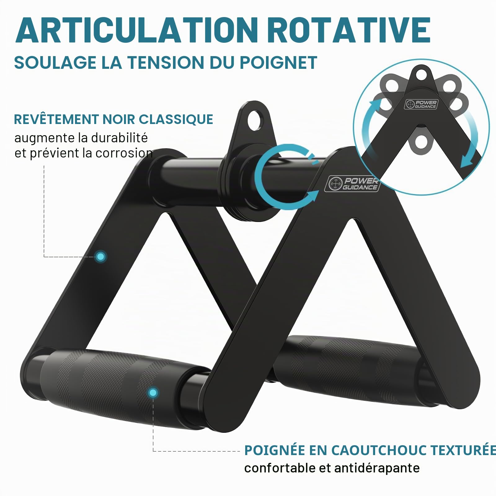POWER GUIDANCE Attache de tirage pour triceps, accessoires de machine à câble pour salle de sport à domicile, attache de tirage LAT pour poids et fitness