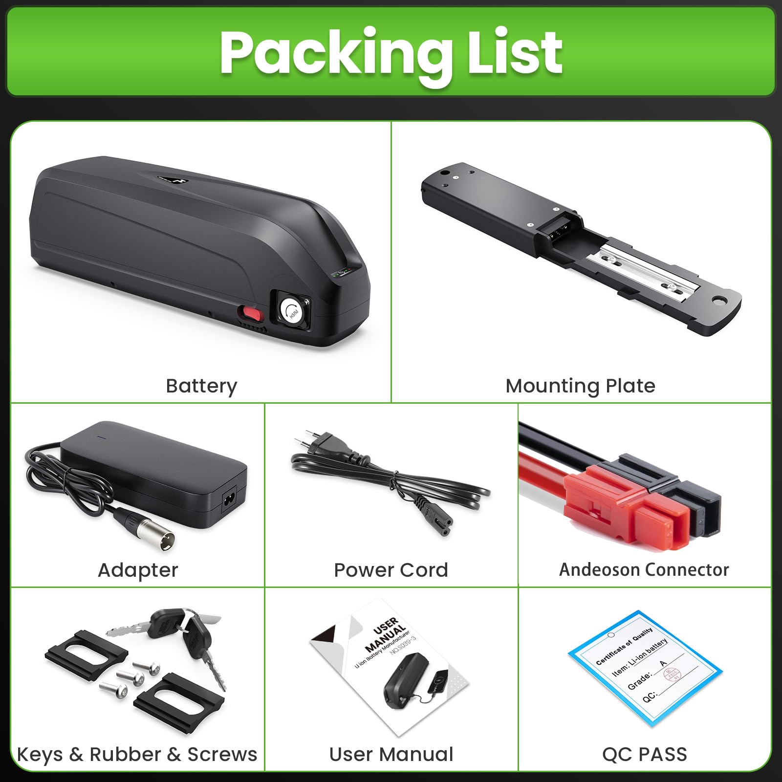 48V 13Ah Hailong Ebike Batterie de vélo électrique, Fit pour Kit de Conversion