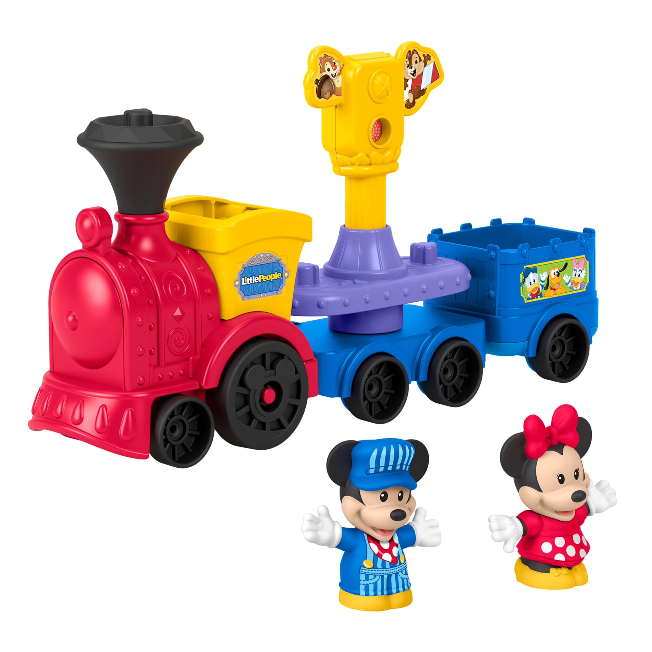 Fisher-Price Little People Disney - Trenino Musicale Topolino e Minnie, set trenino a spinta con musica e suoni, inclusi i 2 iconici personaggi Disney, 1+ anni, JKB04