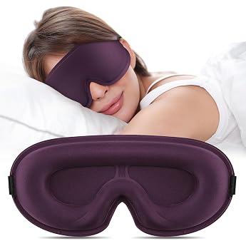 Oumida 3D Sleep Mask for Side Sleepers Adjustable Elastic Band Light Blocking and Breathable Eye Mask for Men Women for Travel Office Yoga Cherry Purple