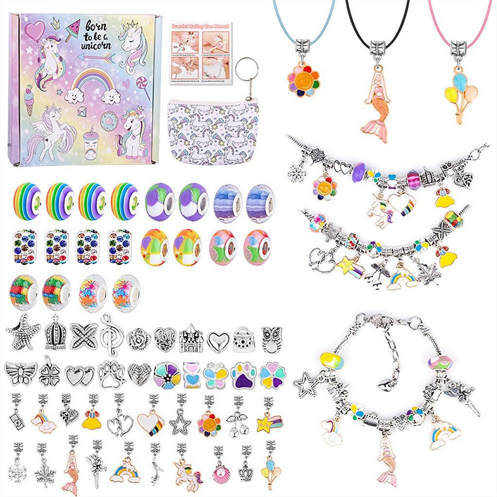 SANNIDHI Bracelet Making Kit For Girls, Diy Charms Bracelet Beads Kit For Jewellery Making, Cartoon Mermaid Unicorn Pendent, Necklace String Crafts Set For Kids Ages 6-12 Teen Girls Gifts, Purple (B0CPLV42QC) Amazon Price History, Amazon Price Tracker