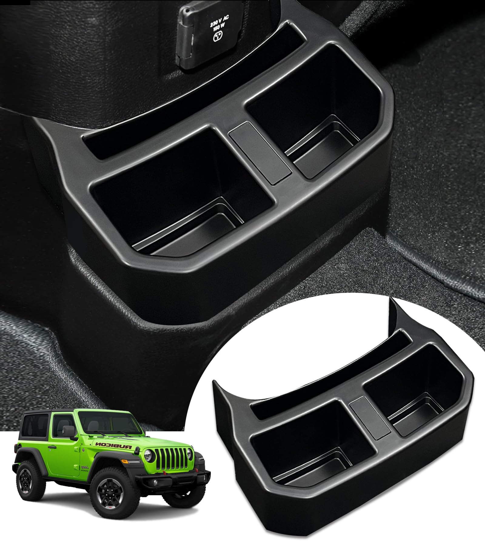 Rear Dual Cup Holder For Jeep Wrangler JL Removable